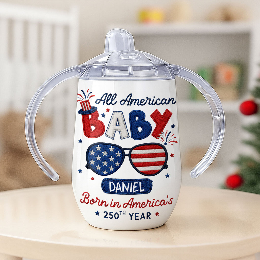 Personalized 10 oz Stainless Steel Sippy Cup for Kids - 4th of July Custom Name Gift Sippy Cup GradoCreations