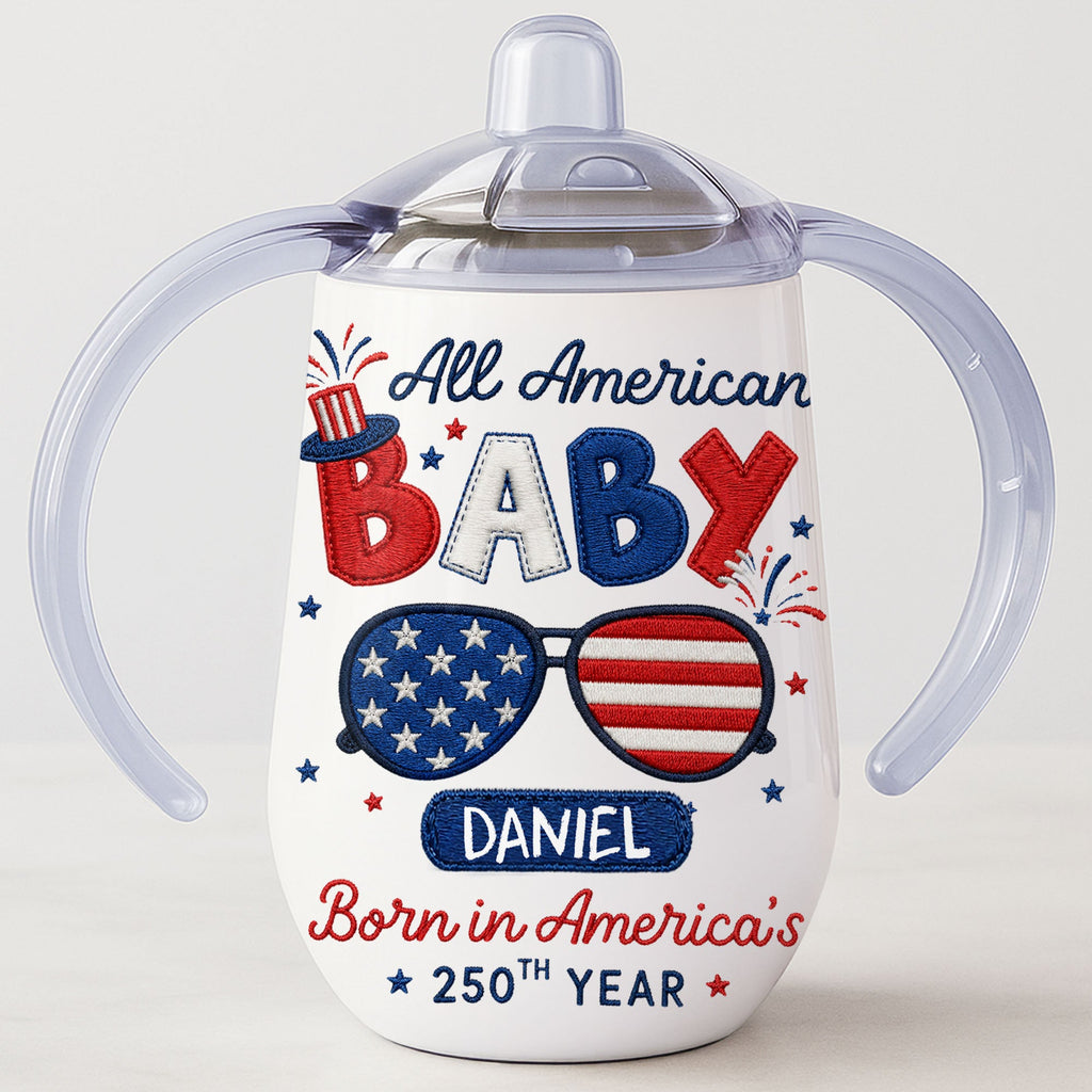 Personalized 10 oz Stainless Steel Sippy Cup for Kids - 4th of July Custom Name Gift Sippy Cup GradoCreations