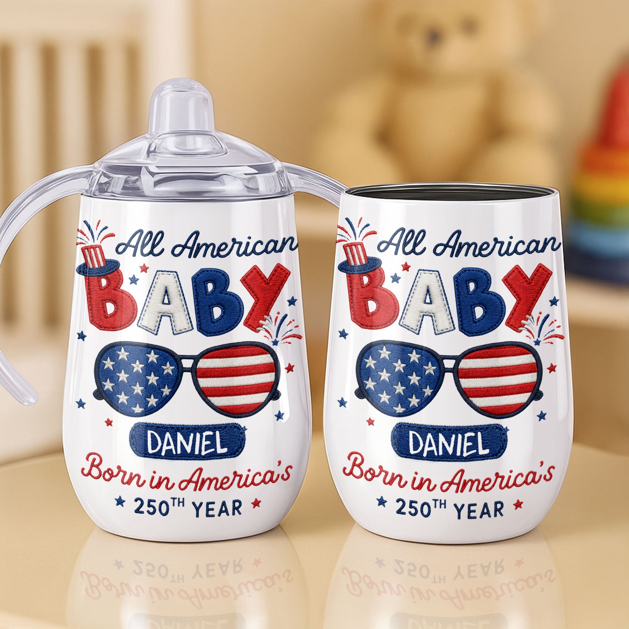 Personalized 10 oz Stainless Steel Sippy Cup for Kids - 4th of July Custom Name Gift Sippy Cup GradoCreations