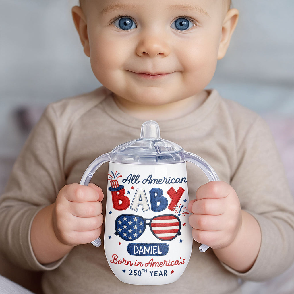 Personalized 10 oz Stainless Steel Sippy Cup for Kids - 4th of July Custom Name Gift Sippy Cup GradoCreations
