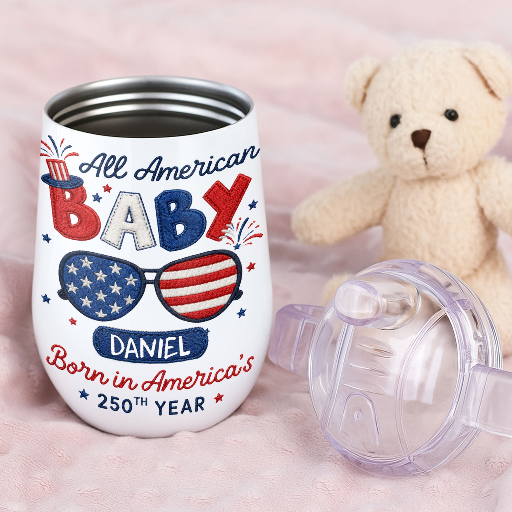 Personalized 10 oz Stainless Steel Sippy Cup for Kids - 4th of July Custom Name Gift Sippy Cup GradoCreations