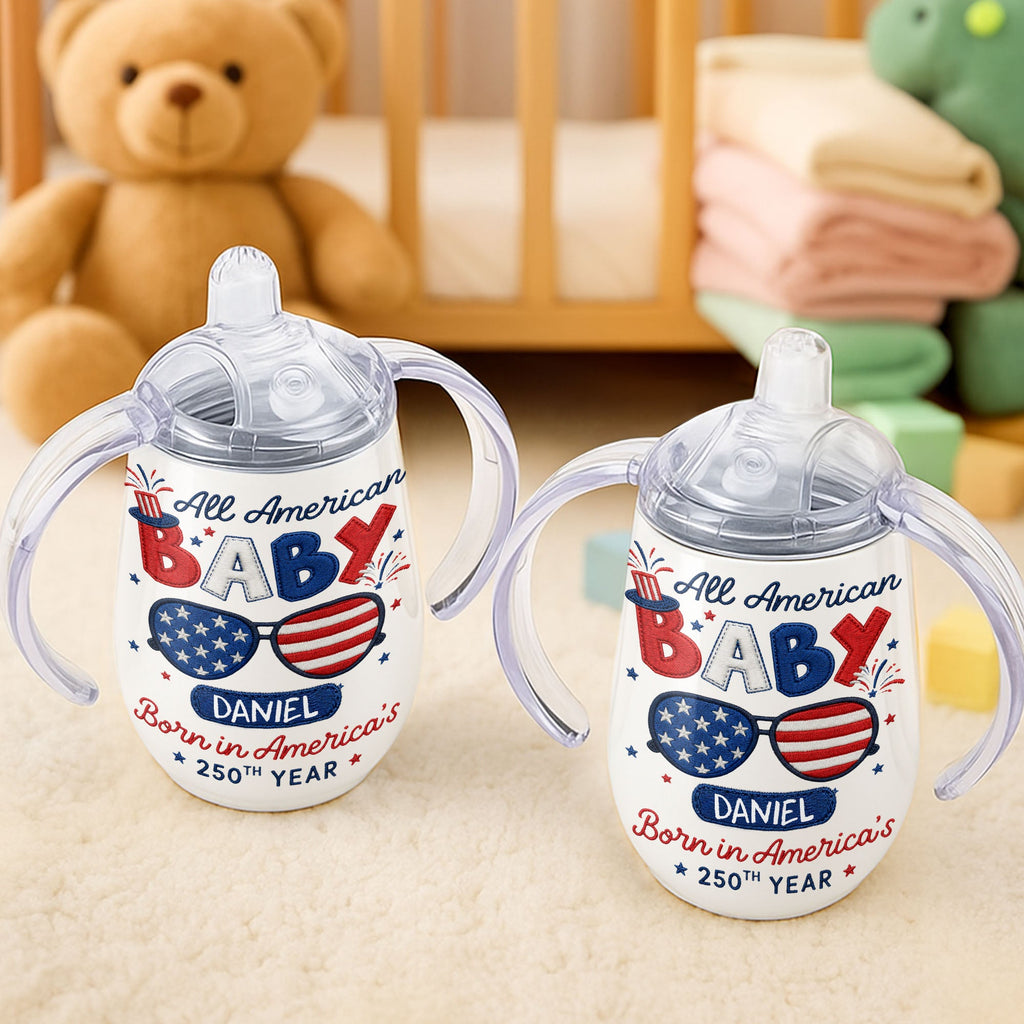 Personalized 10 oz Stainless Steel Sippy Cup for Kids - 4th of July Custom Name Gift Sippy Cup GradoCreations