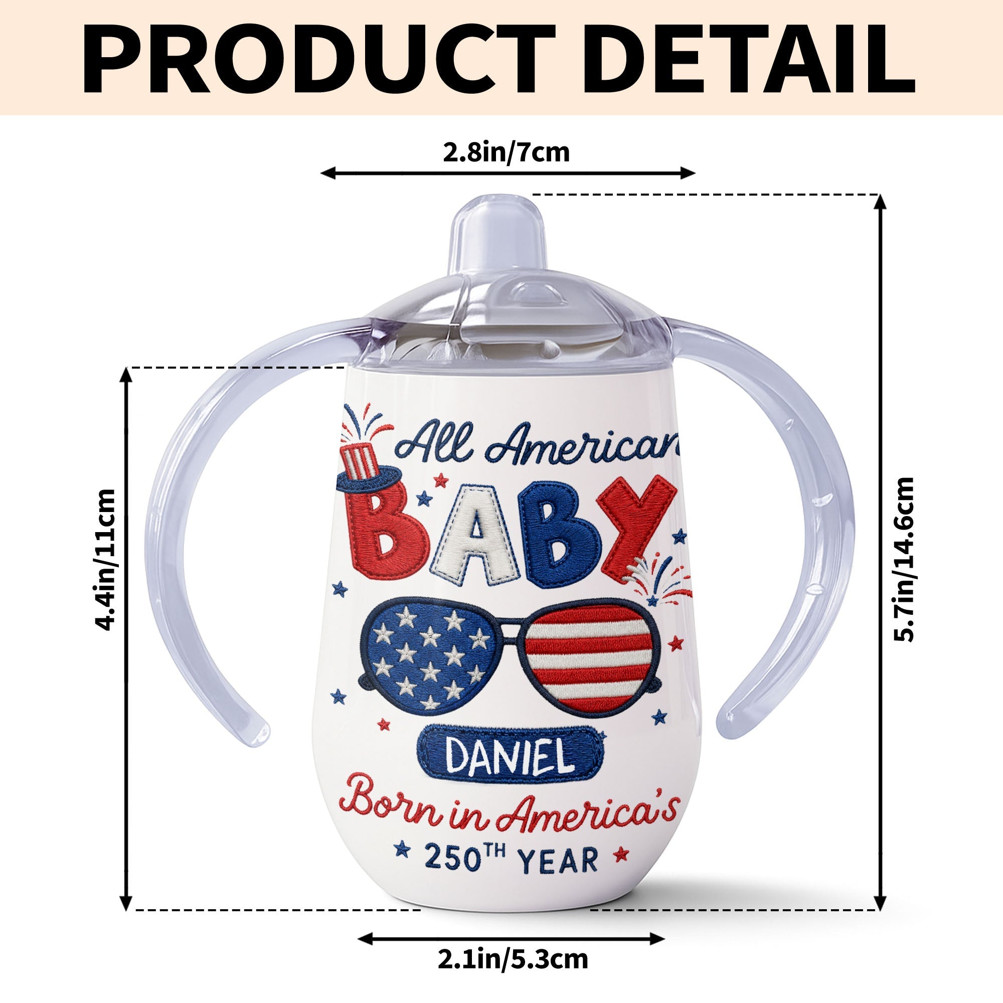 Personalized 10 oz Stainless Steel Sippy Cup for Kids - 4th of July Custom Name Gift Sippy Cup GradoCreations