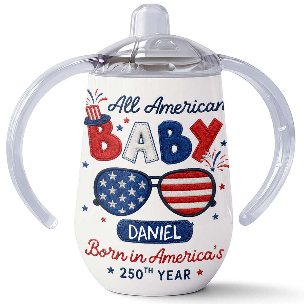 Personalized 10 oz Stainless Steel Sippy Cup for Kids - 4th of July Custom Name Gift Sippy Cup GradoCreations