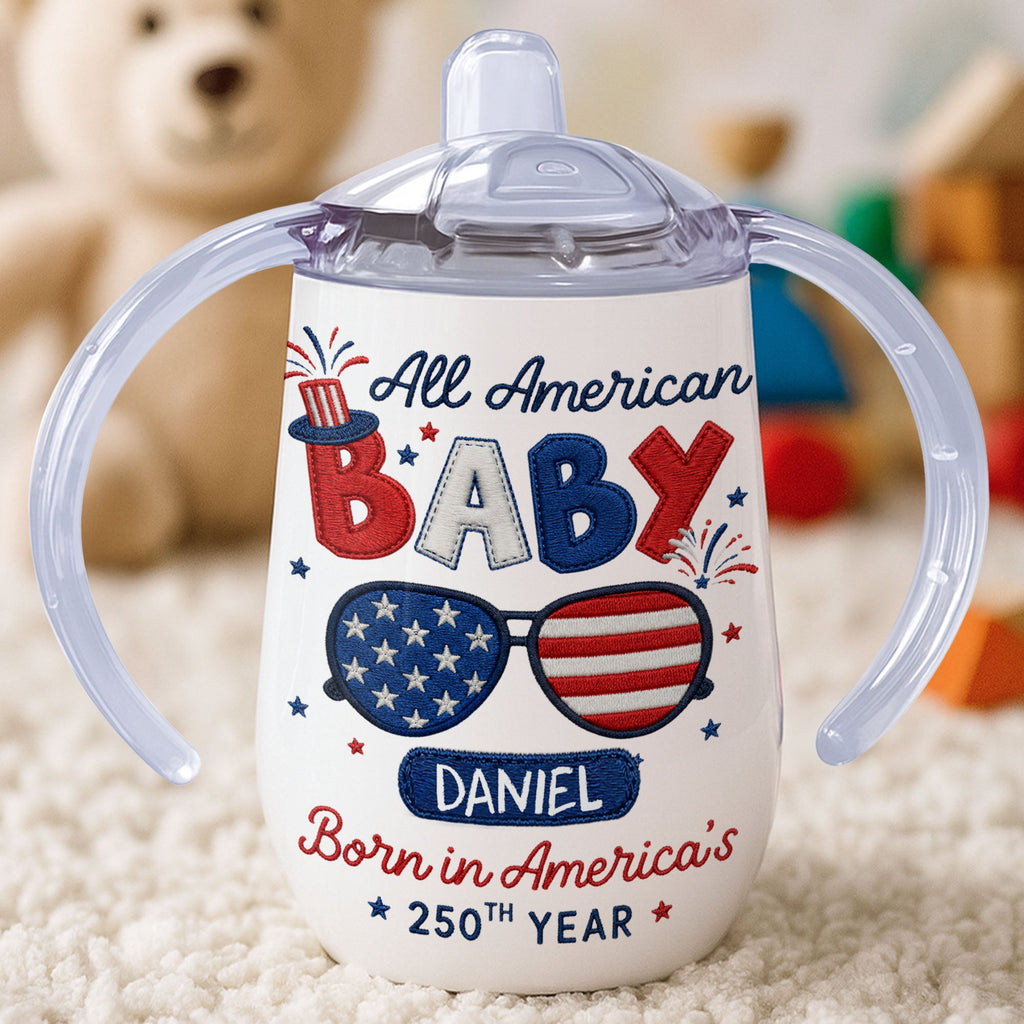 Personalized 10 oz Stainless Steel Sippy Cup for Kids - 4th of July Custom Name Gift Sippy Cup GradoCreations