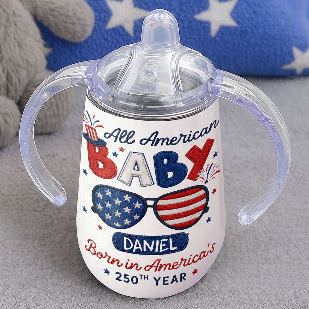 Personalized 10 oz Stainless Steel Sippy Cup for Kids - 4th of July Custom Name Gift Sippy Cup GradoCreations