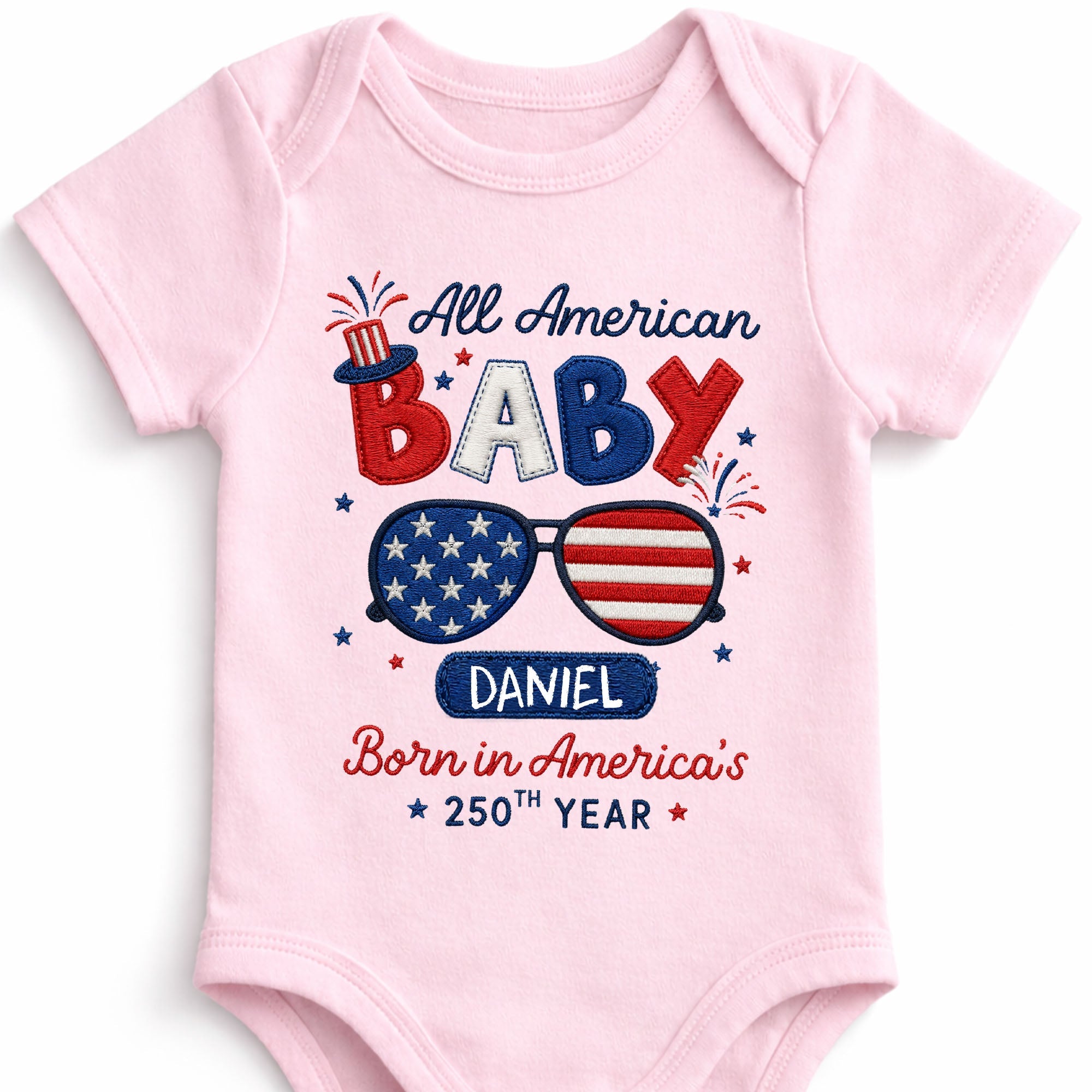 Personalized Baby Onesie Custom Name American Flag Gift Baby Onesie GradoCreations