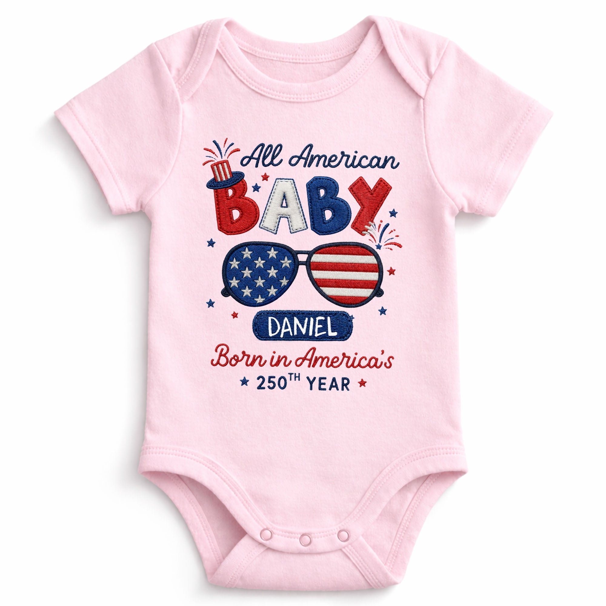 Personalized Baby Onesie Custom Name American Flag Gift Baby Onesie GradoCreations