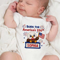 Personalized Baby Onesie Custom Name Eagle Flag Gift for July 4th Baby Onesie GradoCreations
