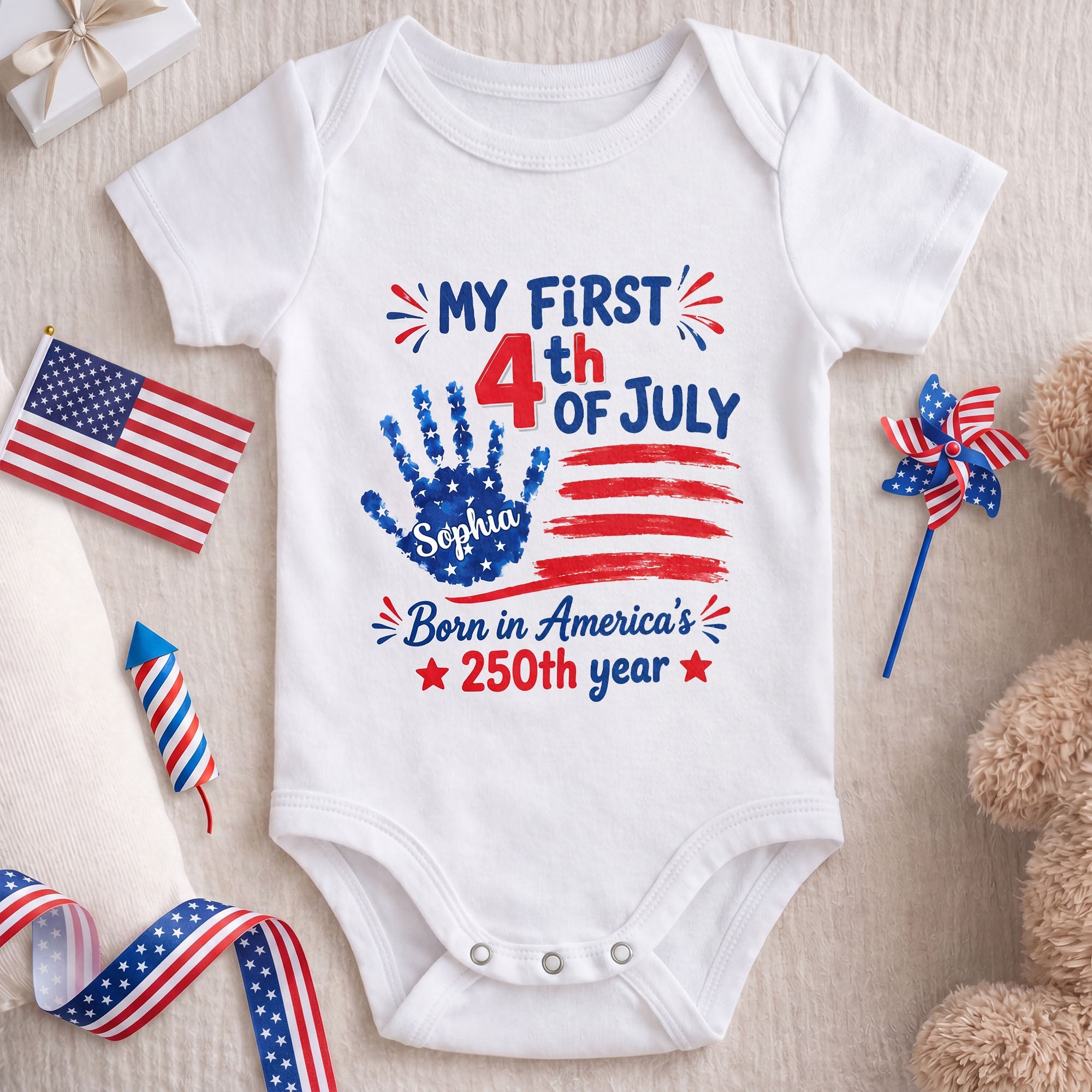Personalized 4th of July Baby Onesie Custom Name Outfit for Family Baby Onesie GradoCreations