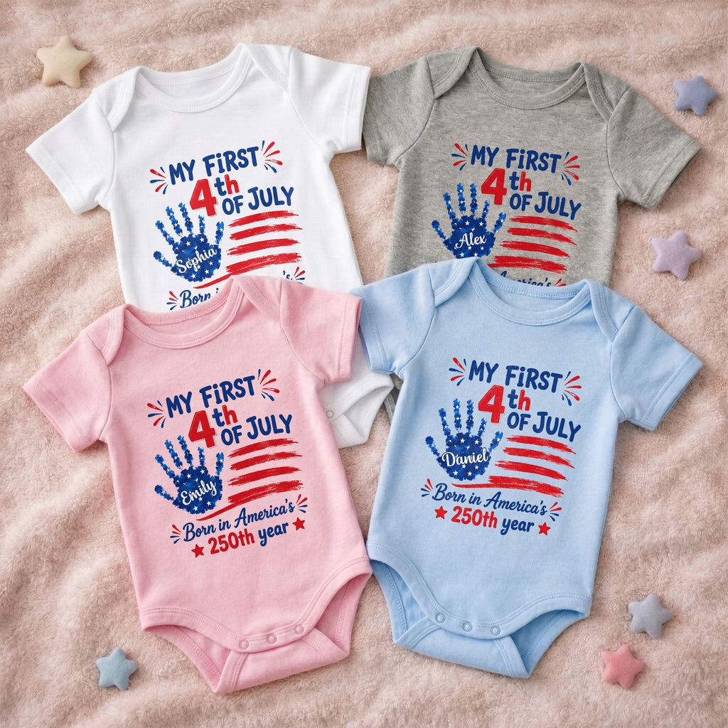 Personalized 4th of July Baby Onesie Custom Name Outfit for Family Baby Onesie GradoCreations