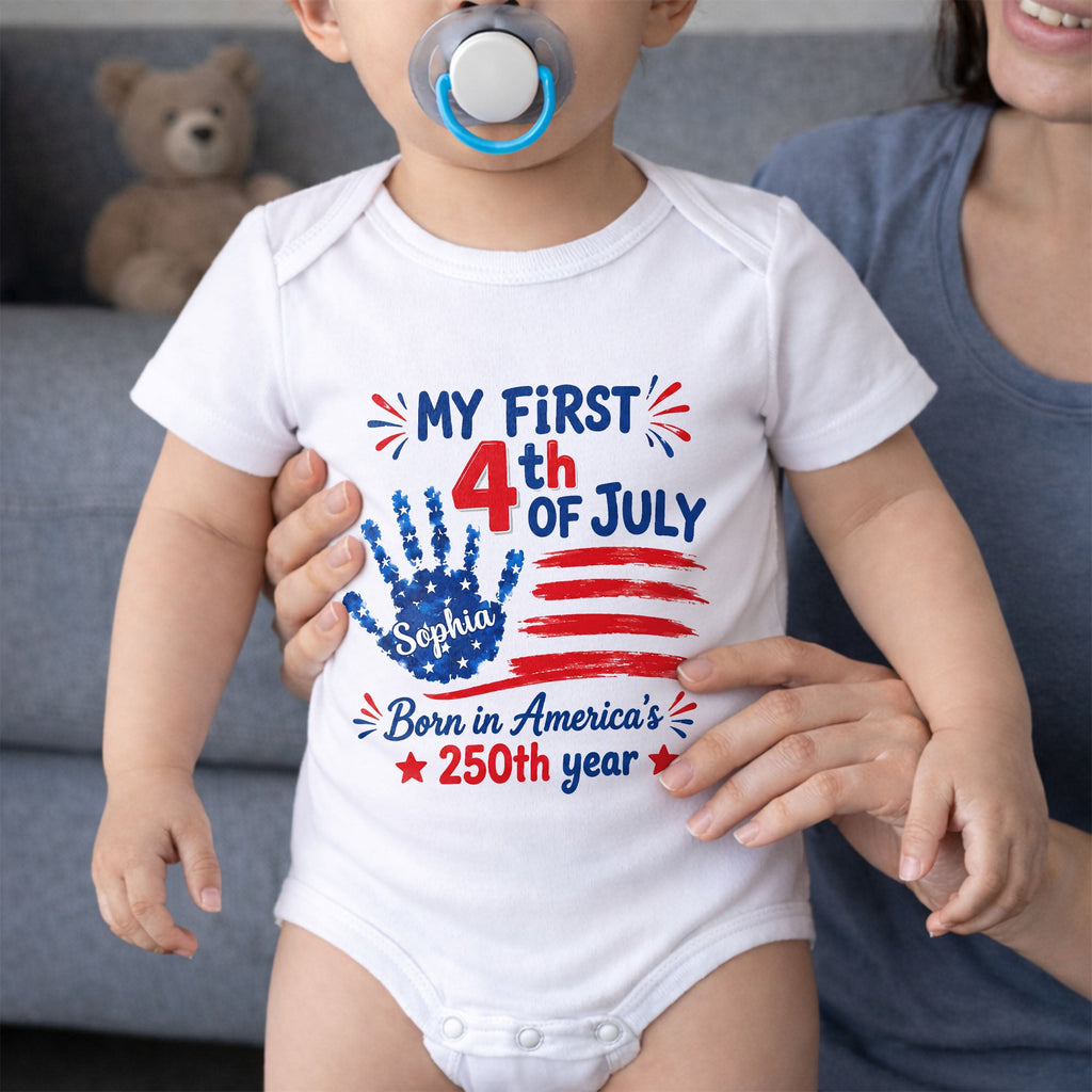 Personalized 4th of July Baby Onesie Custom Name Outfit for Family Baby Onesie GradoCreations