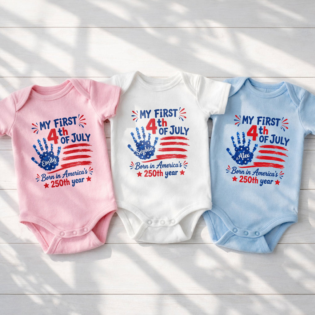 Personalized 4th of July Baby Onesie Custom Name Outfit for Family Baby Onesie GradoCreations