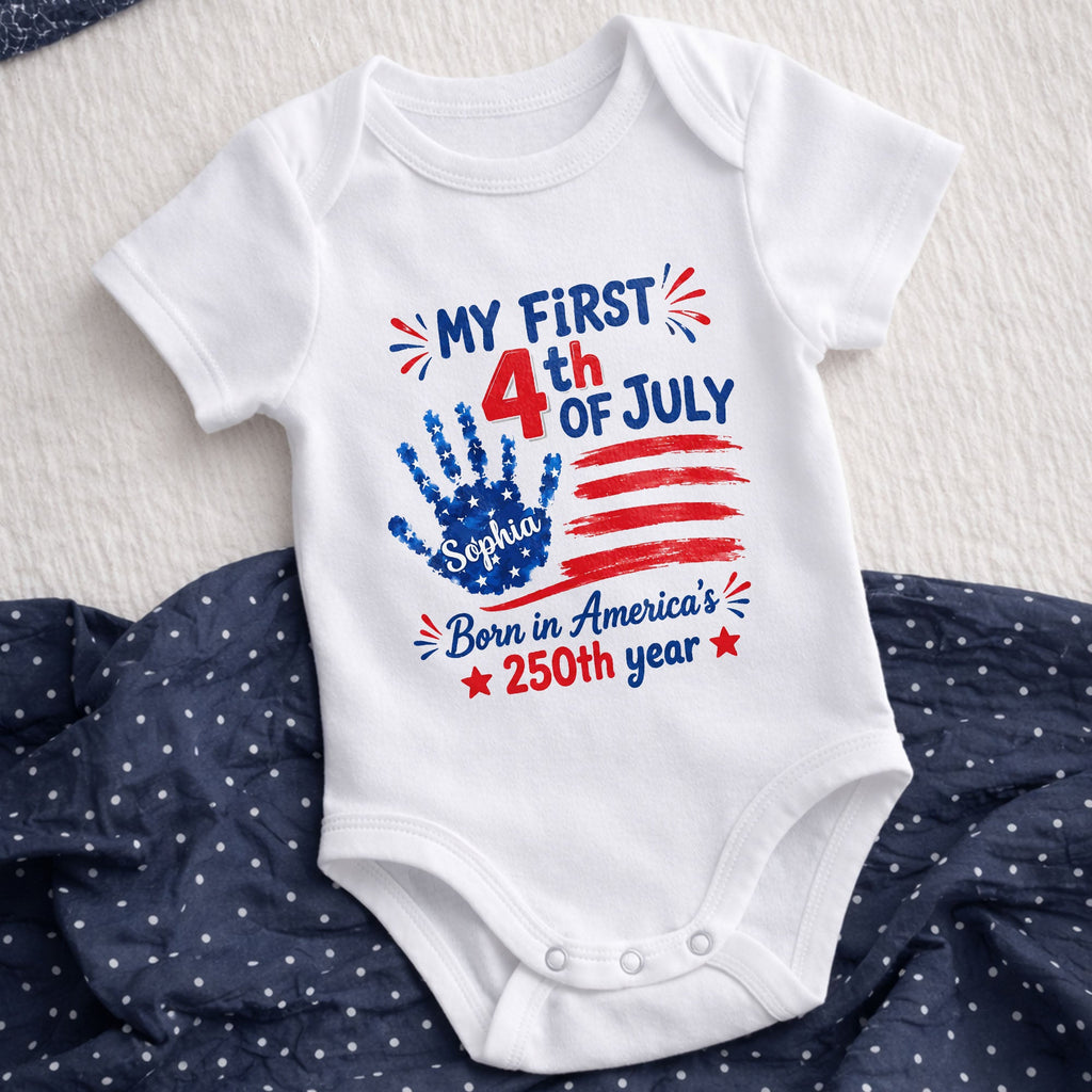 Personalized 4th of July Baby Onesie Custom Name Outfit for Family Baby Onesie GradoCreations