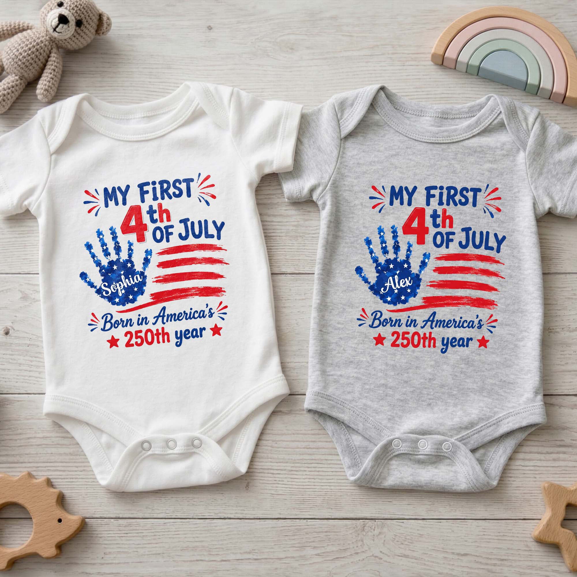 Personalized 4th of July Baby Onesie Custom Name Outfit for Family Baby Onesie GradoCreations