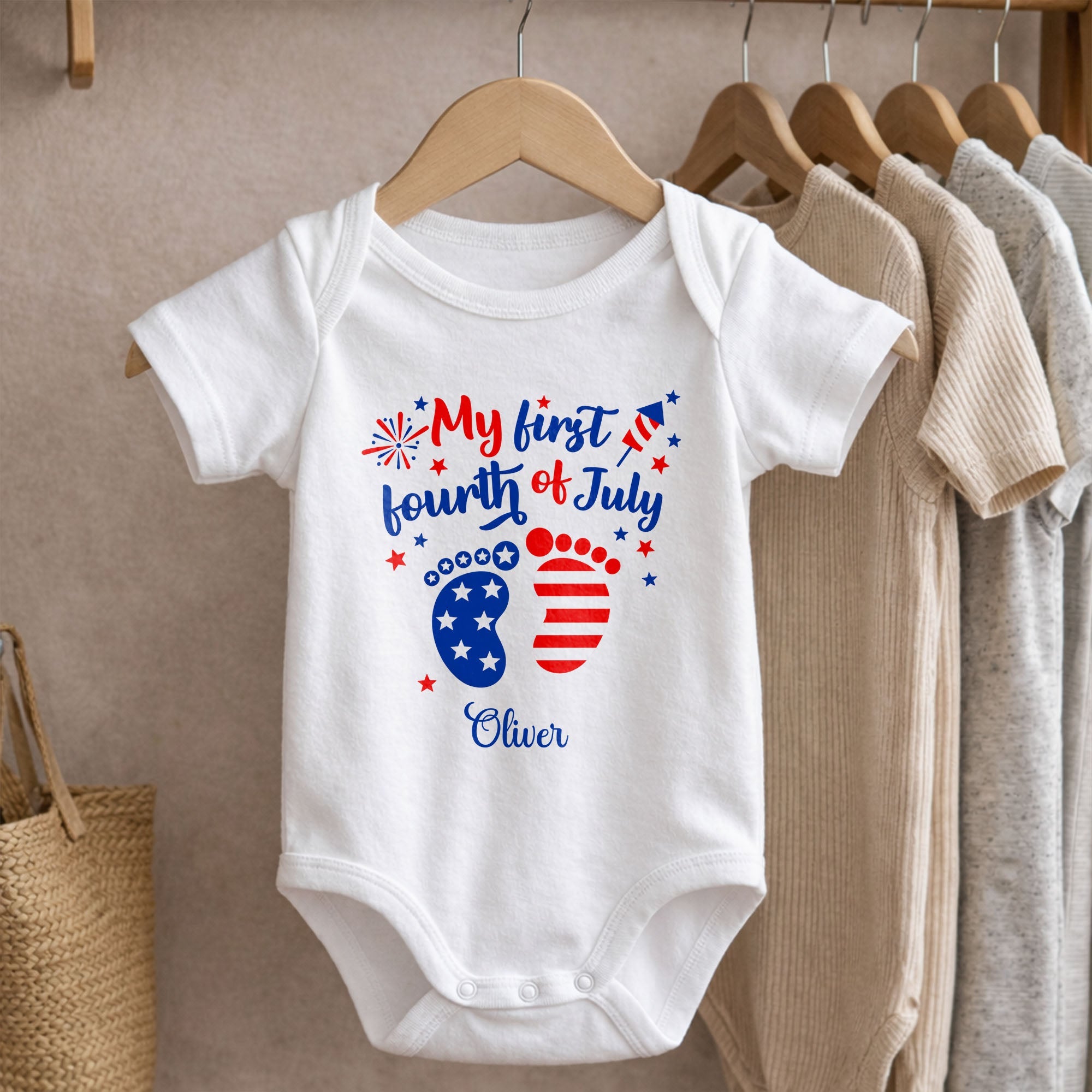 Personalized Baby Onesie Custom Name 4th of July Gift Baby Onesie GradoCreations