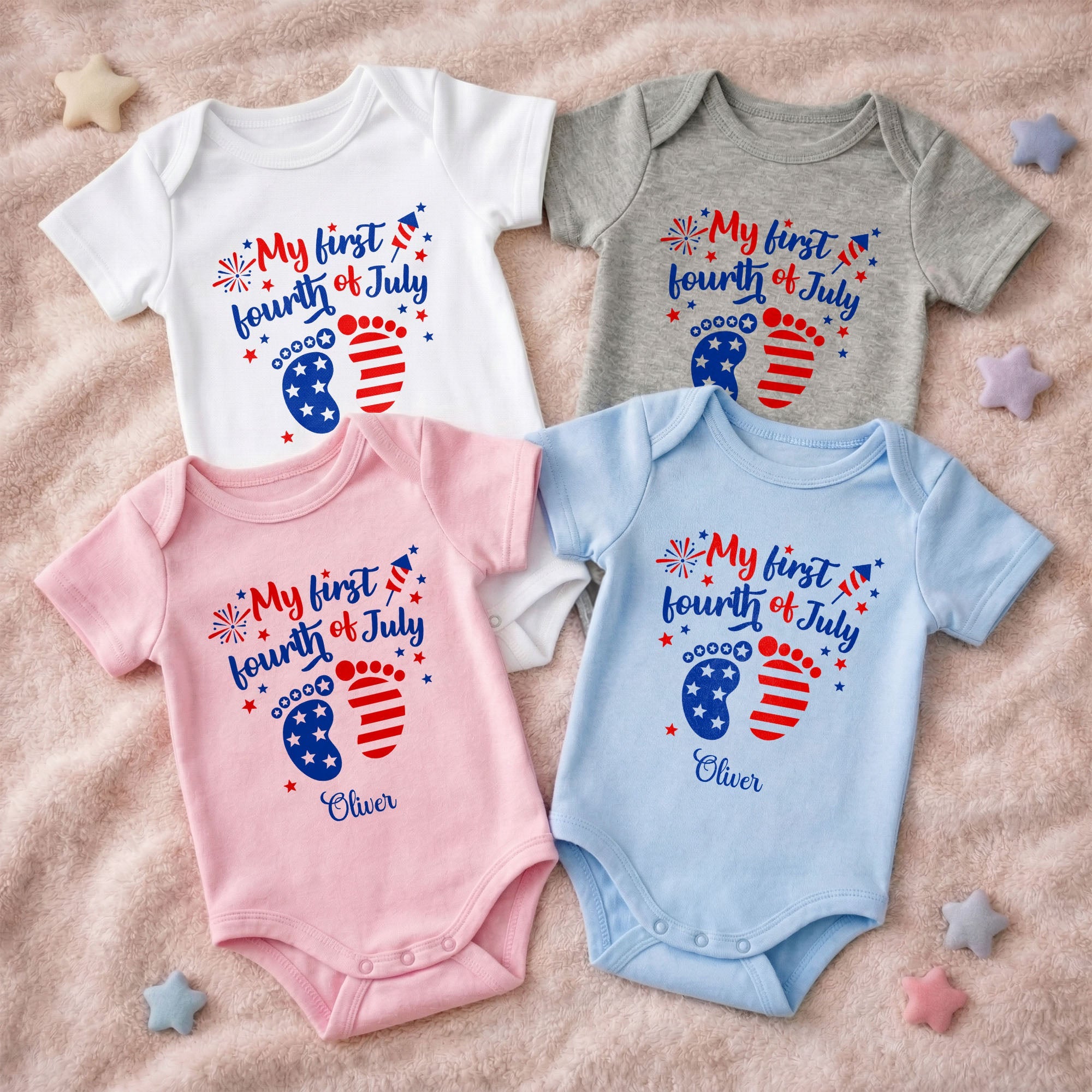 Personalized Baby Onesie Custom Name 4th of July Gift Baby Onesie GradoCreations