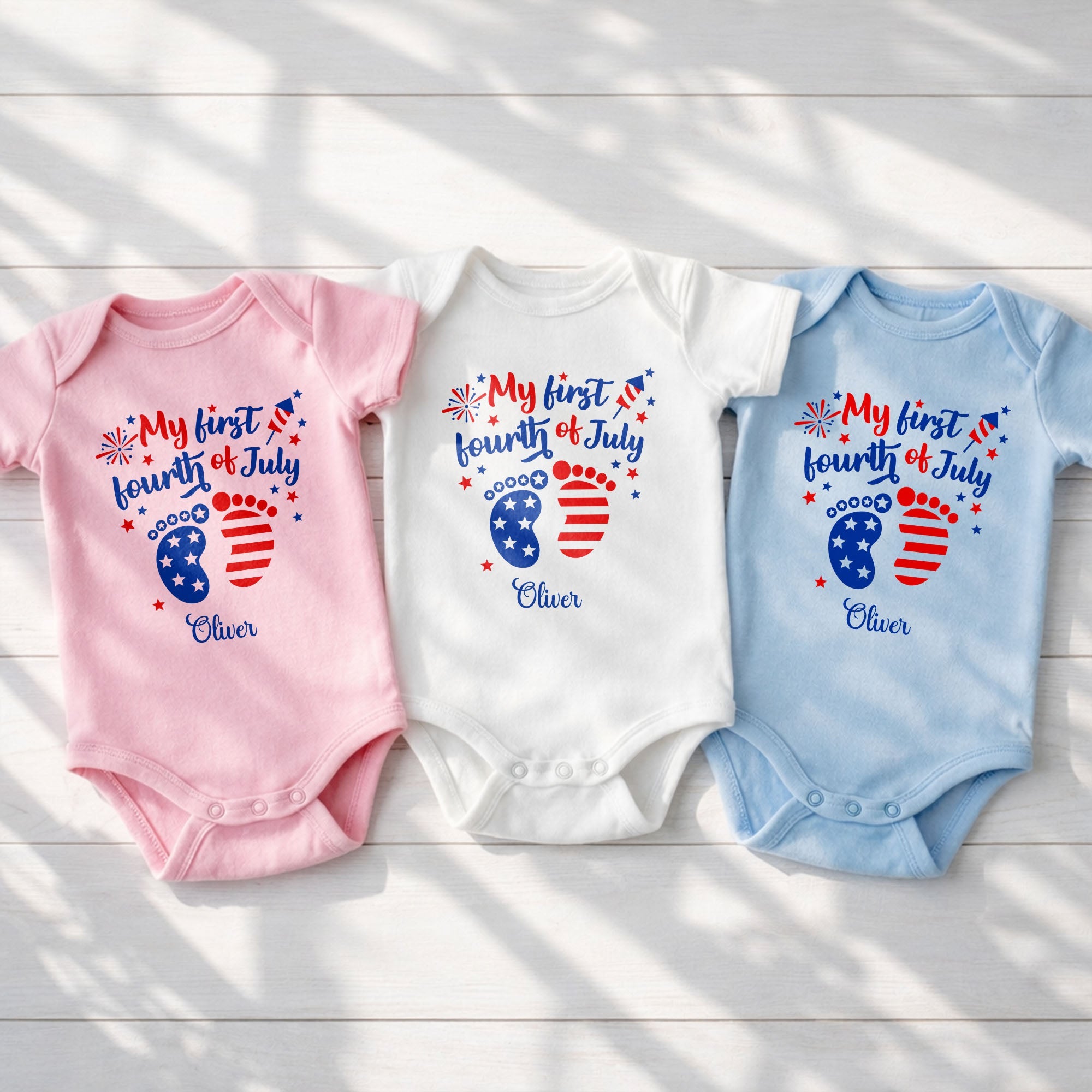 Personalized Baby Onesie Custom Name 4th of July Gift Baby Onesie GradoCreations