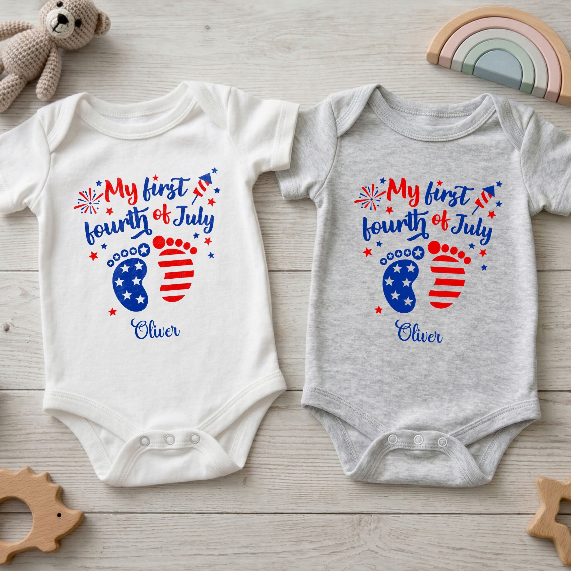 Personalized Baby Onesie Custom Name 4th of July Gift Baby Onesie GradoCreations