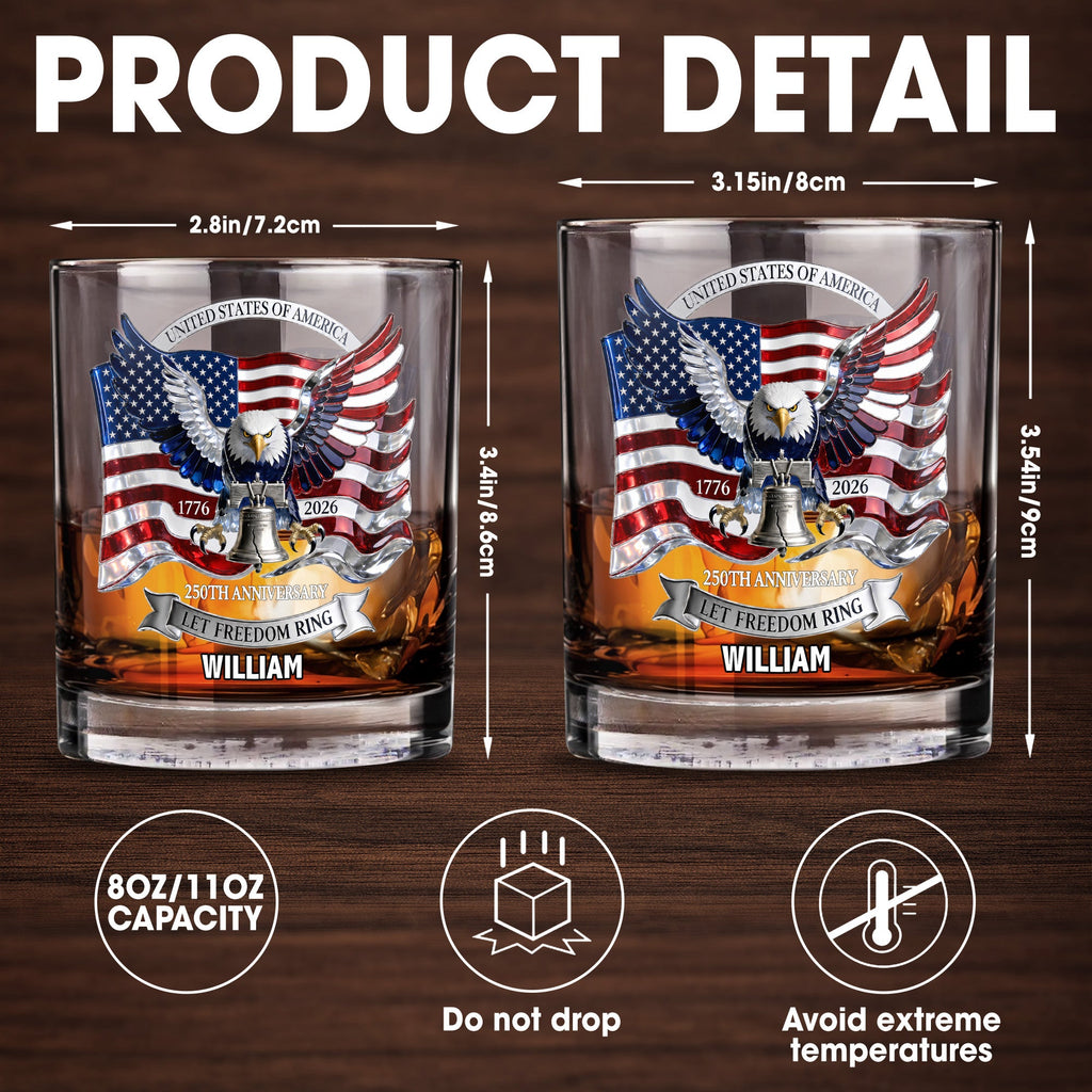 Personalized Whiskey Glass Custom Name American Flag Gift for Dad Whiskey Glass GradoCreations