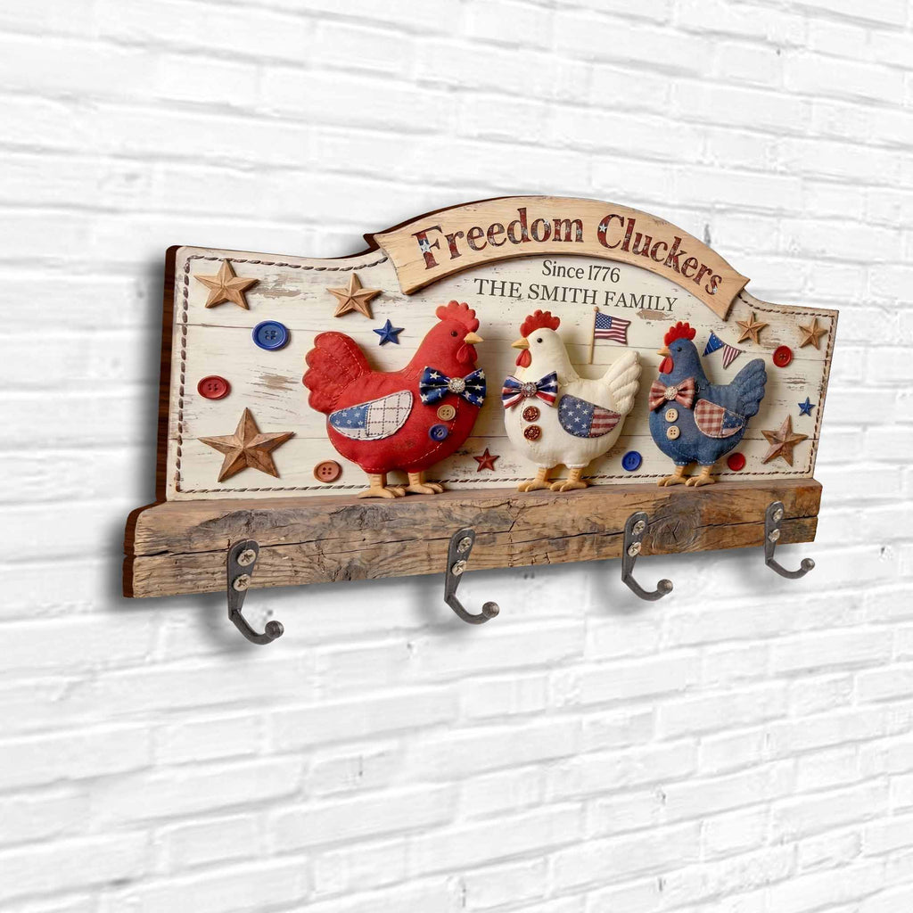 Personalized Patriotic Key Holder Custom Family Name 4th of July Gift Key Holder GradoCreations