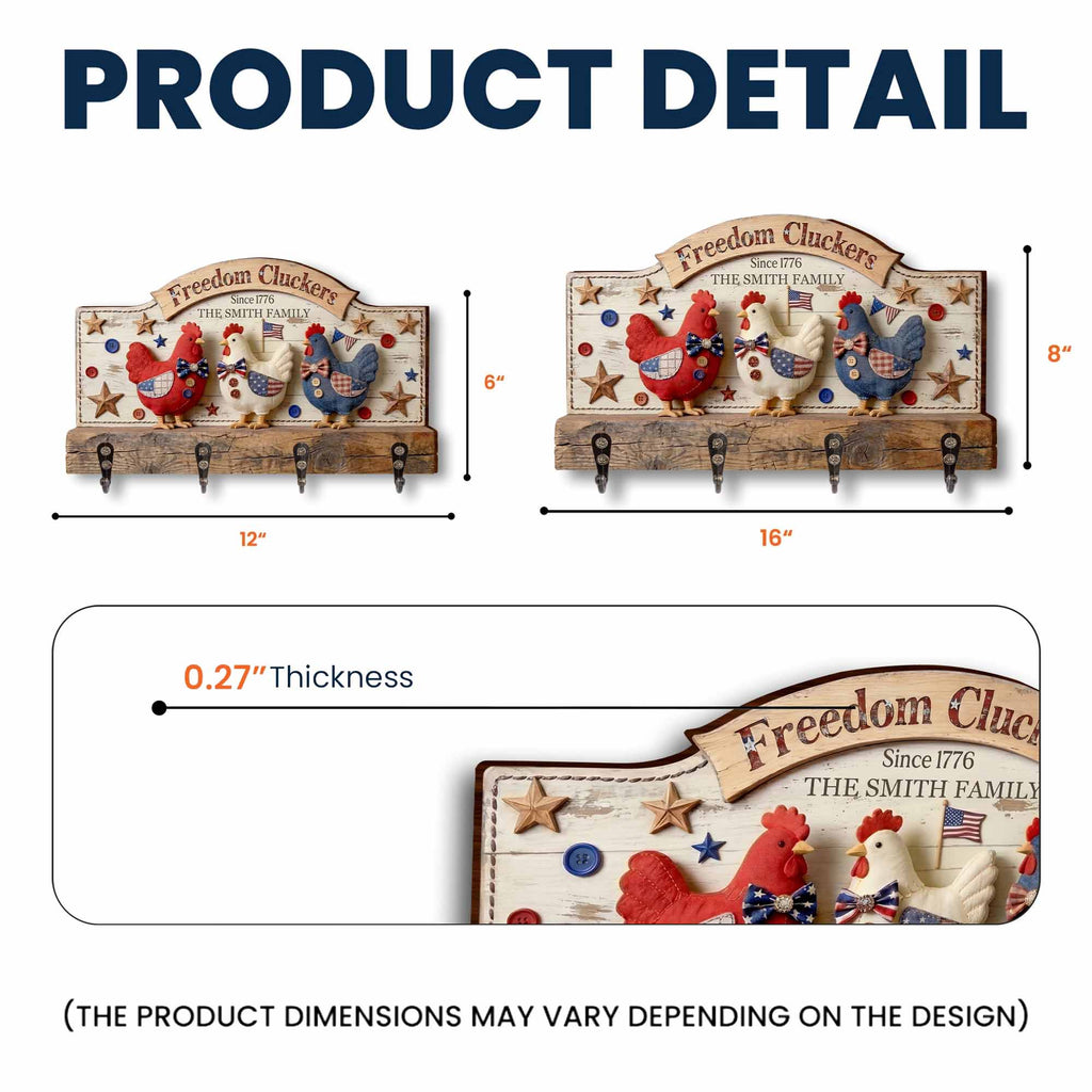 Personalized Patriotic Key Holder Custom Family Name 4th of July Gift Key Holder GradoCreations