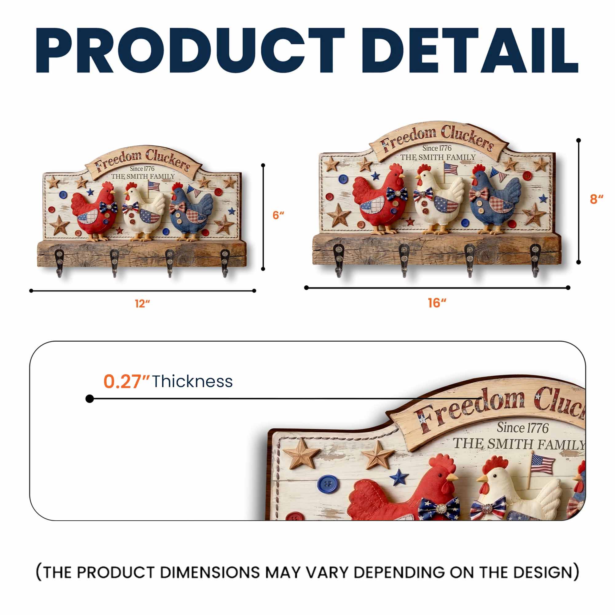 Personalized Patriotic Key Holder Custom Family Name 4th of July Gift Key Holder GradoCreations