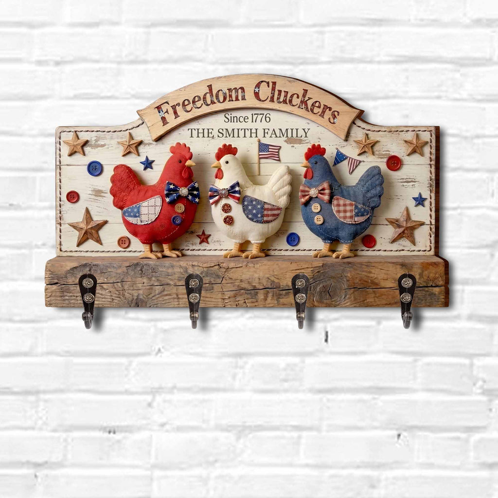 Personalized Patriotic Key Holder Custom Family Name 4th of July Gift Key Holder GradoCreations