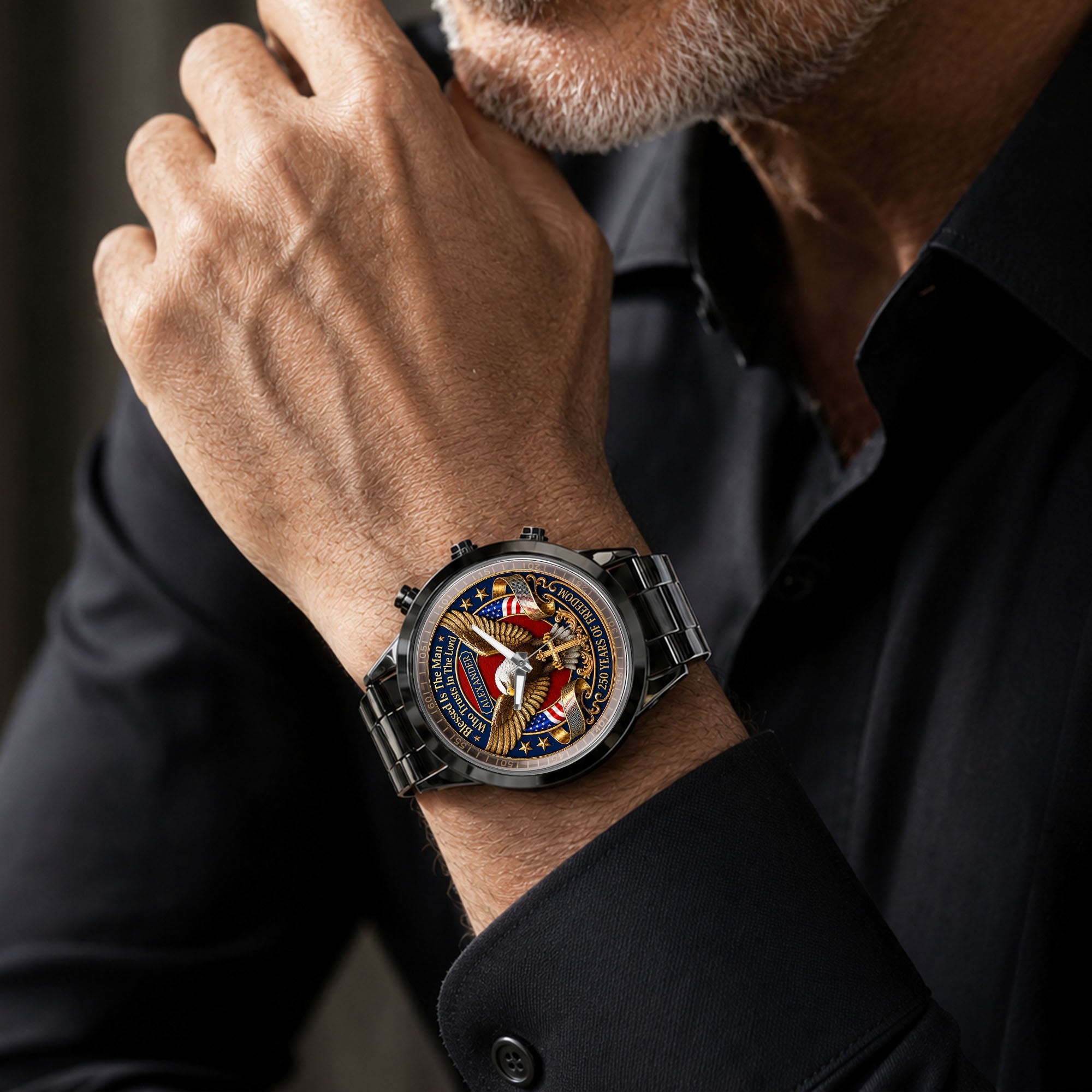 Personalized Men's Watch Custom Name Eagle Christian Gift for Him Men's Watch GradoCreations