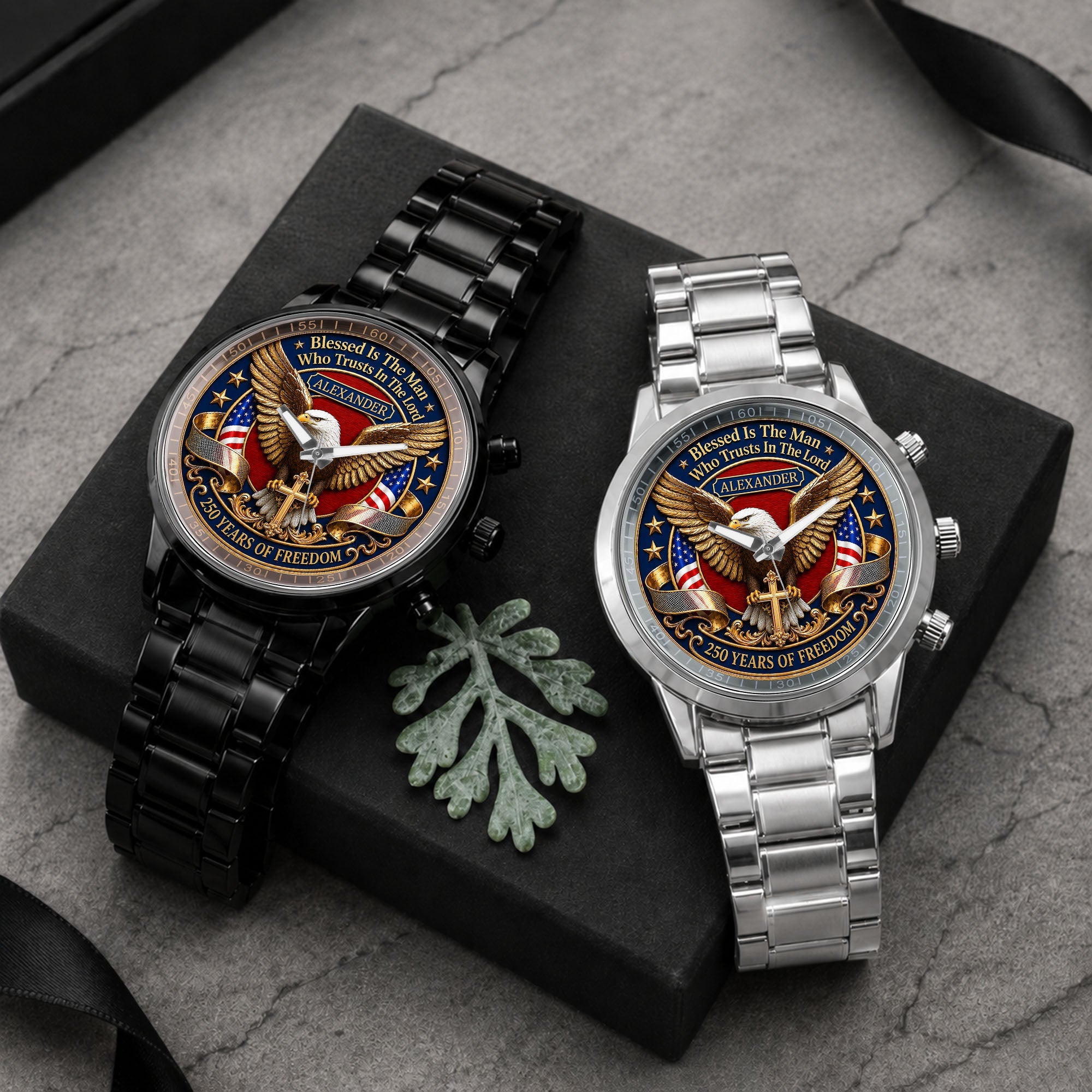 Personalized Men's Watch Custom Name Eagle Christian Gift for Him Men's Watch GradoCreations