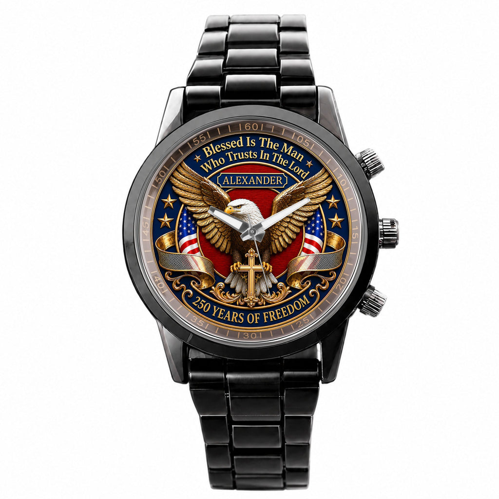 Personalized Men's Watch Custom Name Eagle Christian Gift for Him Men's Watch GradoCreations