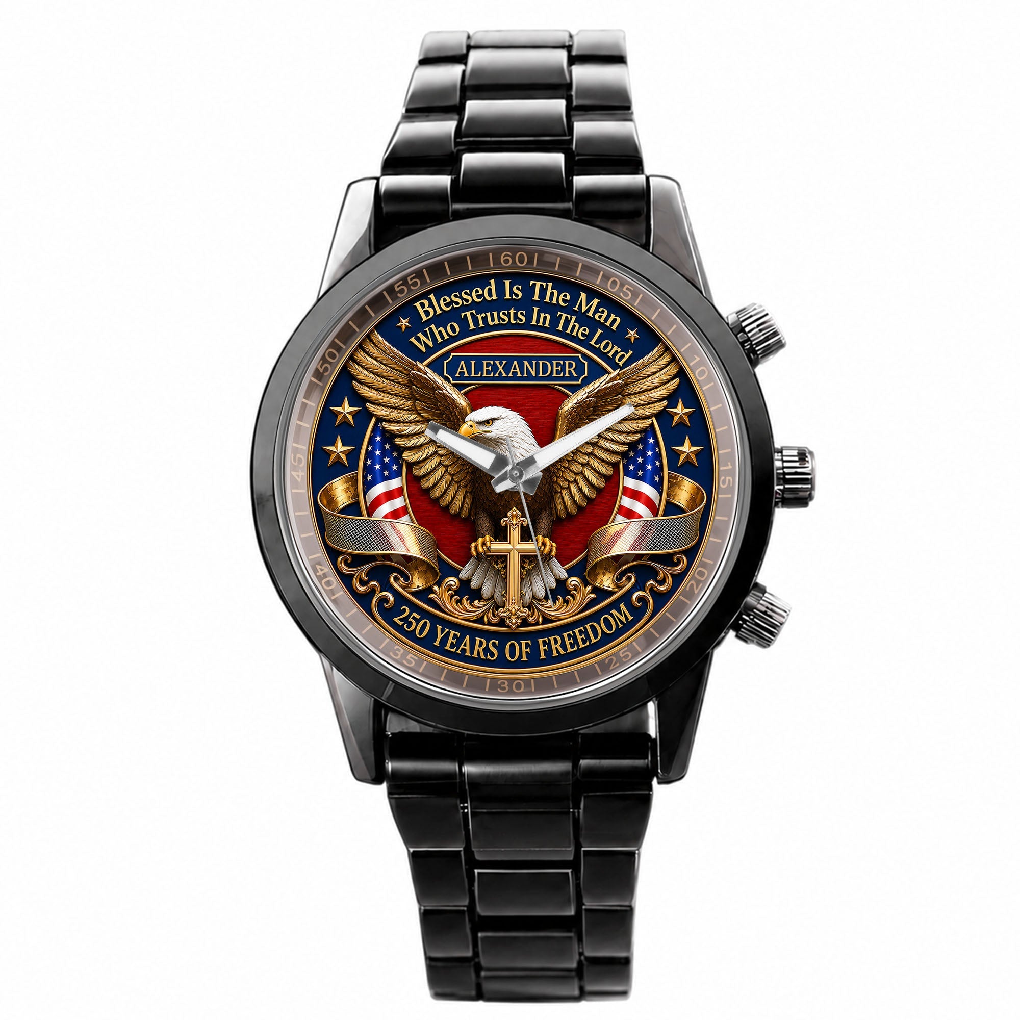 Personalized Men's Watch Custom Name Eagle Christian Gift for Him Men's Watch GradoCreations