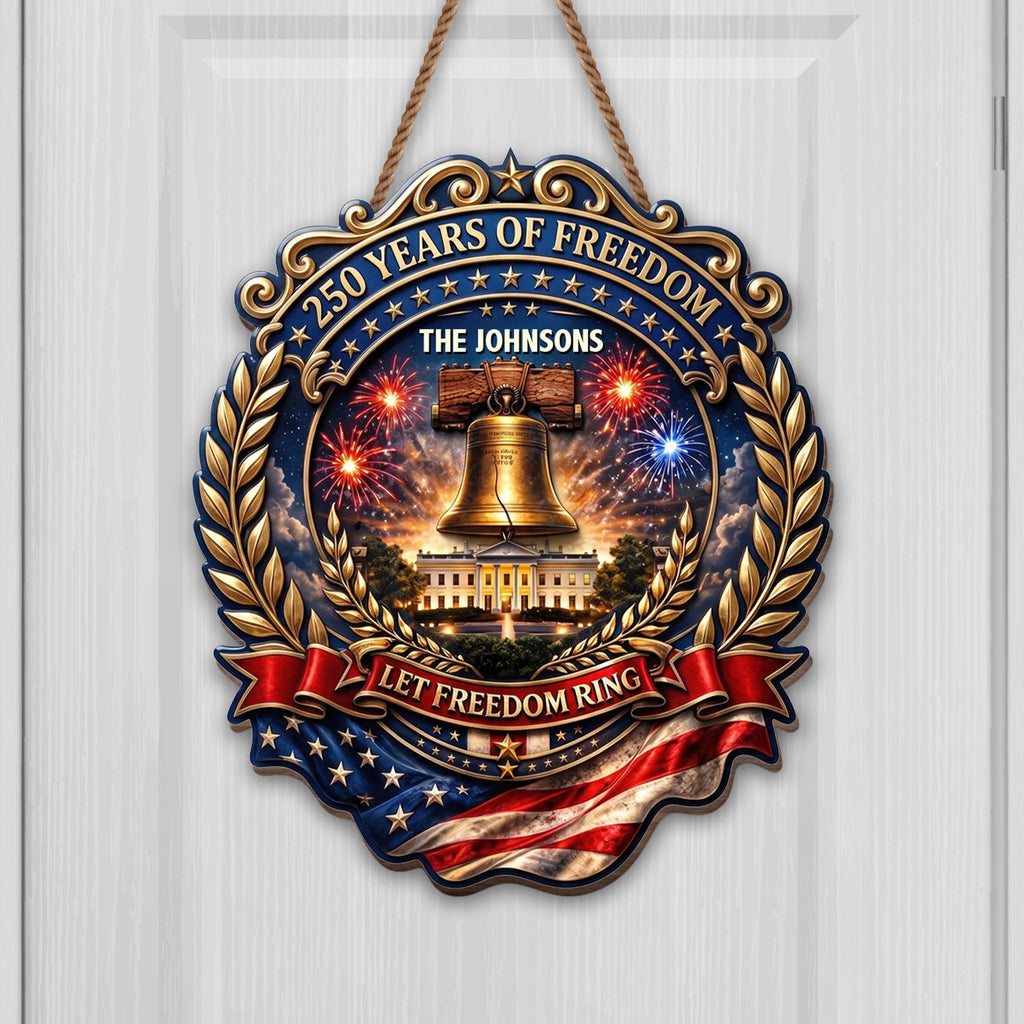 Personalized Liberty Bell Wood Sign Custom Family Name Gift Wood Sign GradoCreations