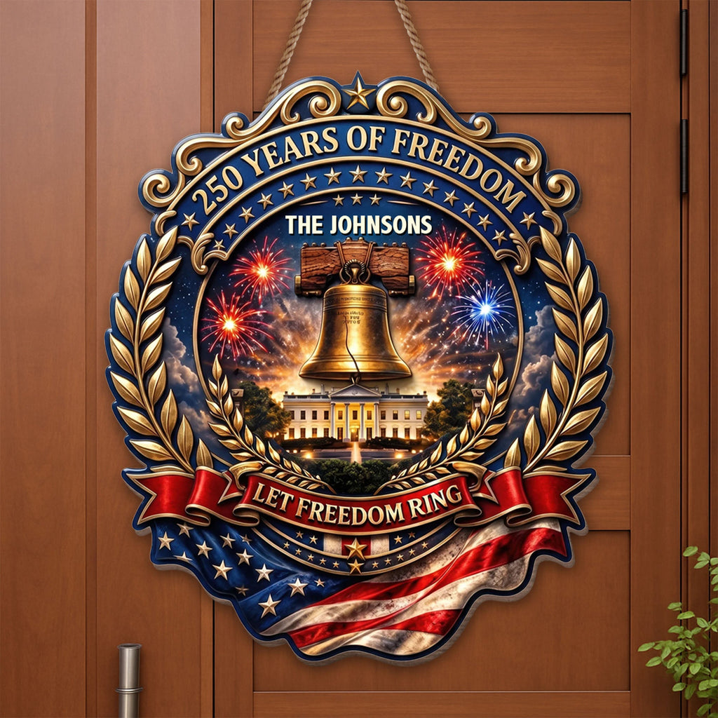 Personalized Liberty Bell Wood Sign Custom Family Name Gift Wood Sign GradoCreations