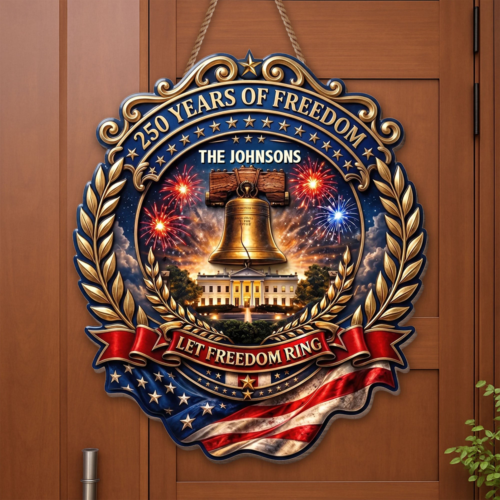 Personalized Liberty Bell Wood Sign Custom Family Name Gift Wood Sign GradoCreations