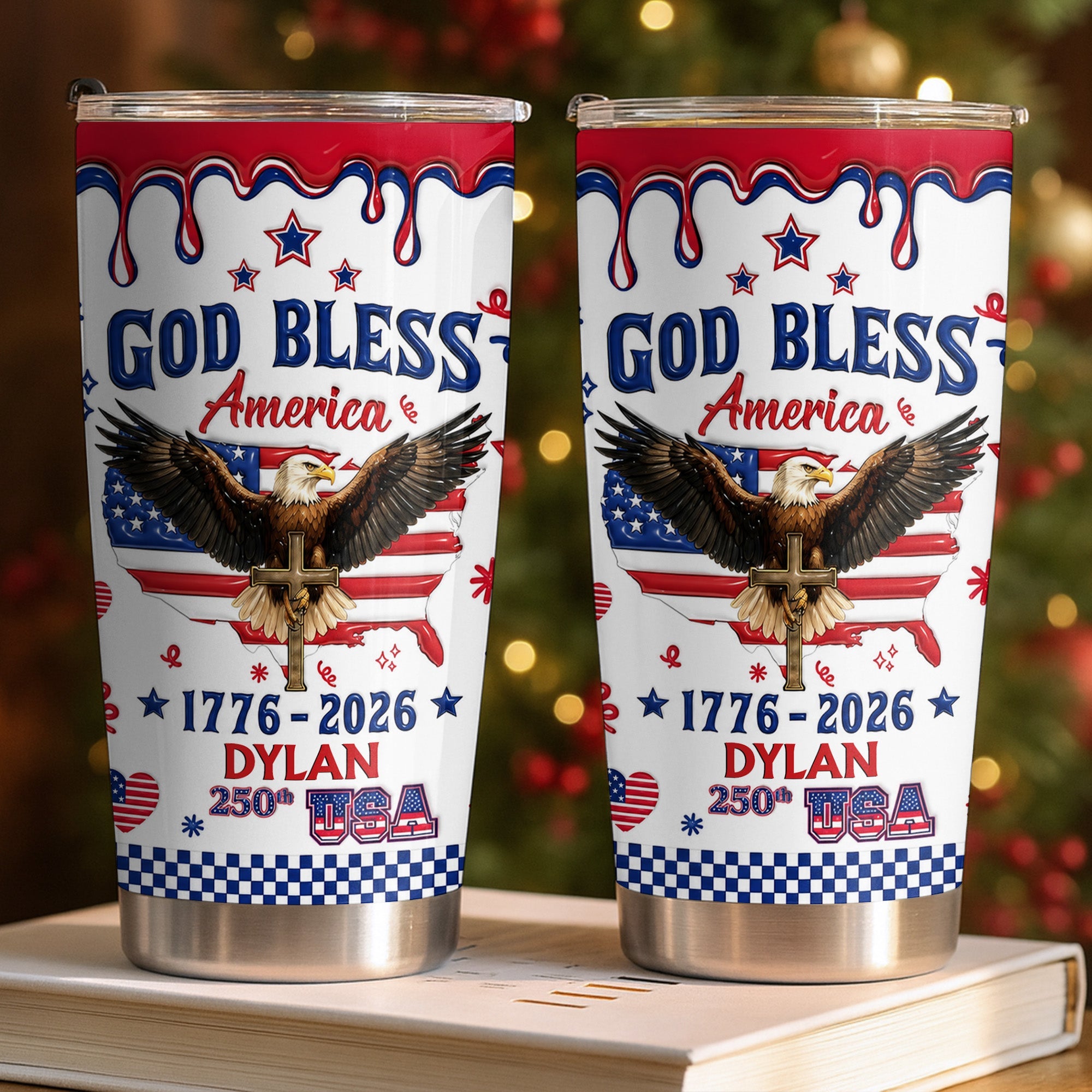 Personalized 20oz Stainless Steel Tumbler Custom Eagle USA Gift for Dad 20oz Tumbler GradoCreations