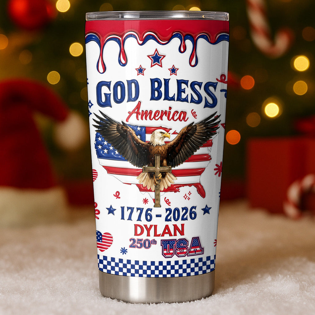 Personalized 20oz Stainless Steel Tumbler Custom Eagle USA Gift for Dad 20oz Tumbler GradoCreations
