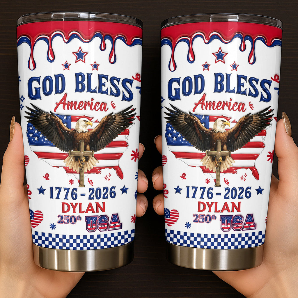 Personalized 20oz Stainless Steel Tumbler Custom Eagle USA Gift for Dad 20oz Tumbler GradoCreations