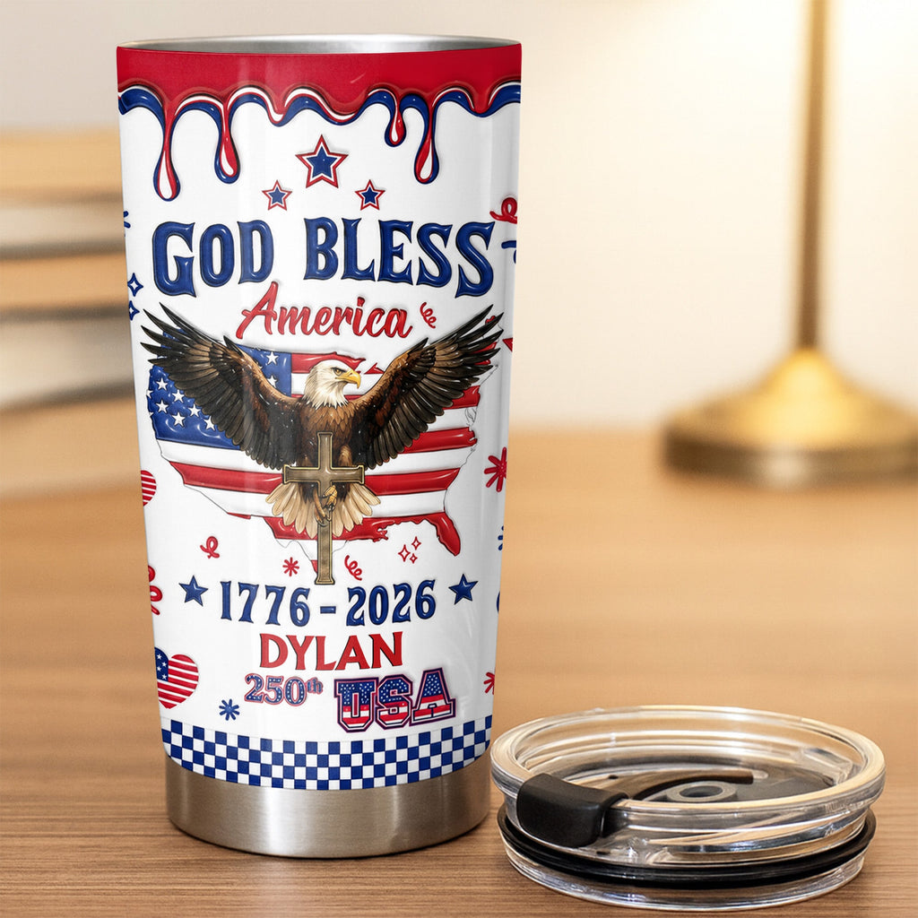 Personalized 20oz Stainless Steel Tumbler Custom Eagle USA Gift for Dad 20oz Tumbler GradoCreations