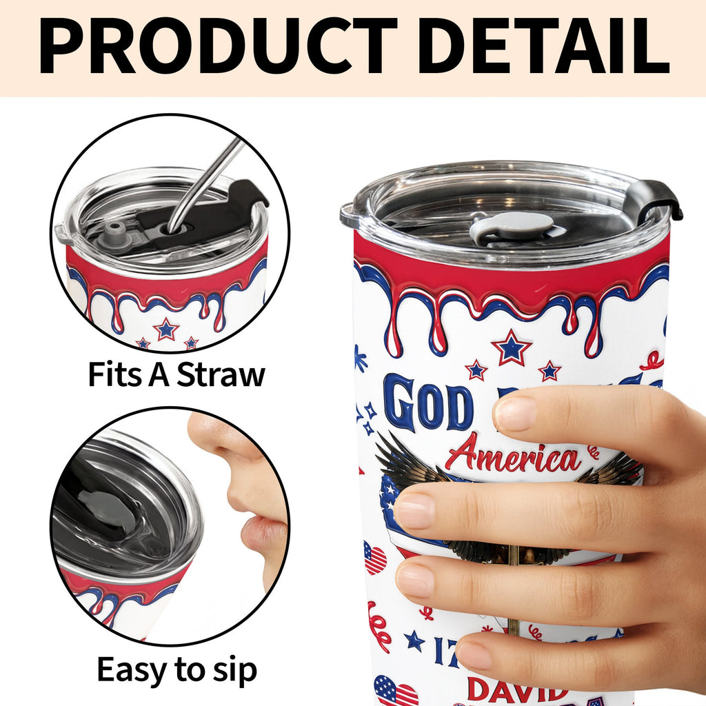 Personalized 20oz Stainless Steel Tumbler Custom Eagle USA Gift for Dad 20oz Tumbler GradoCreations
