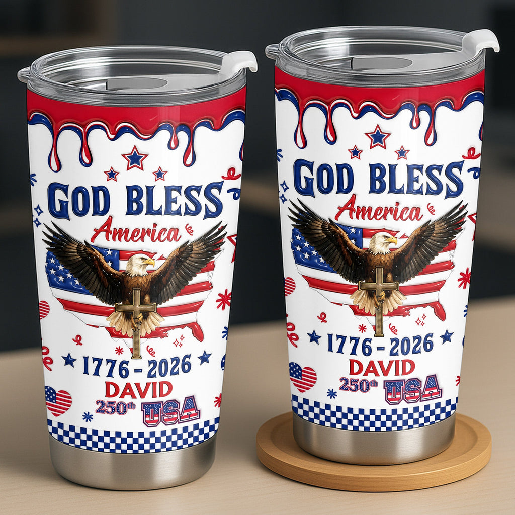 Personalized 20oz Stainless Steel Tumbler Custom Eagle USA Gift for Dad 20oz Tumbler GradoCreations