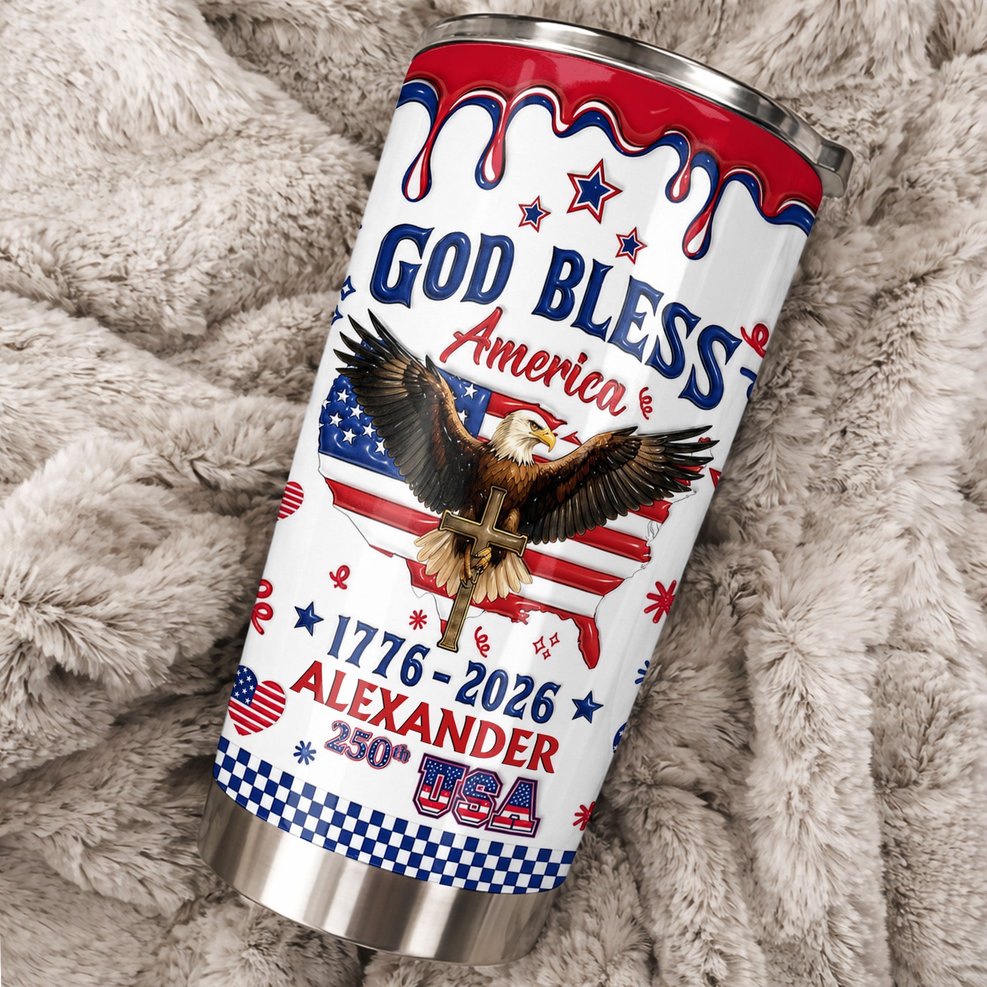 Personalized 20oz Stainless Steel Tumbler Custom Eagle USA Gift for Dad 20oz Tumbler GradoCreations