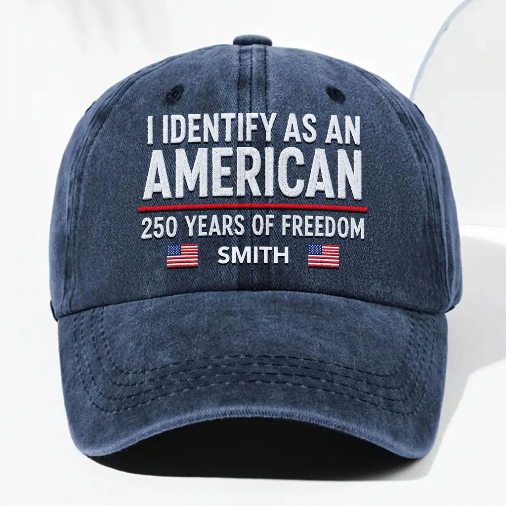 Personalized Washed Denim Cap American Flag Gift for Dad Washed Denim Cap GradoCreations