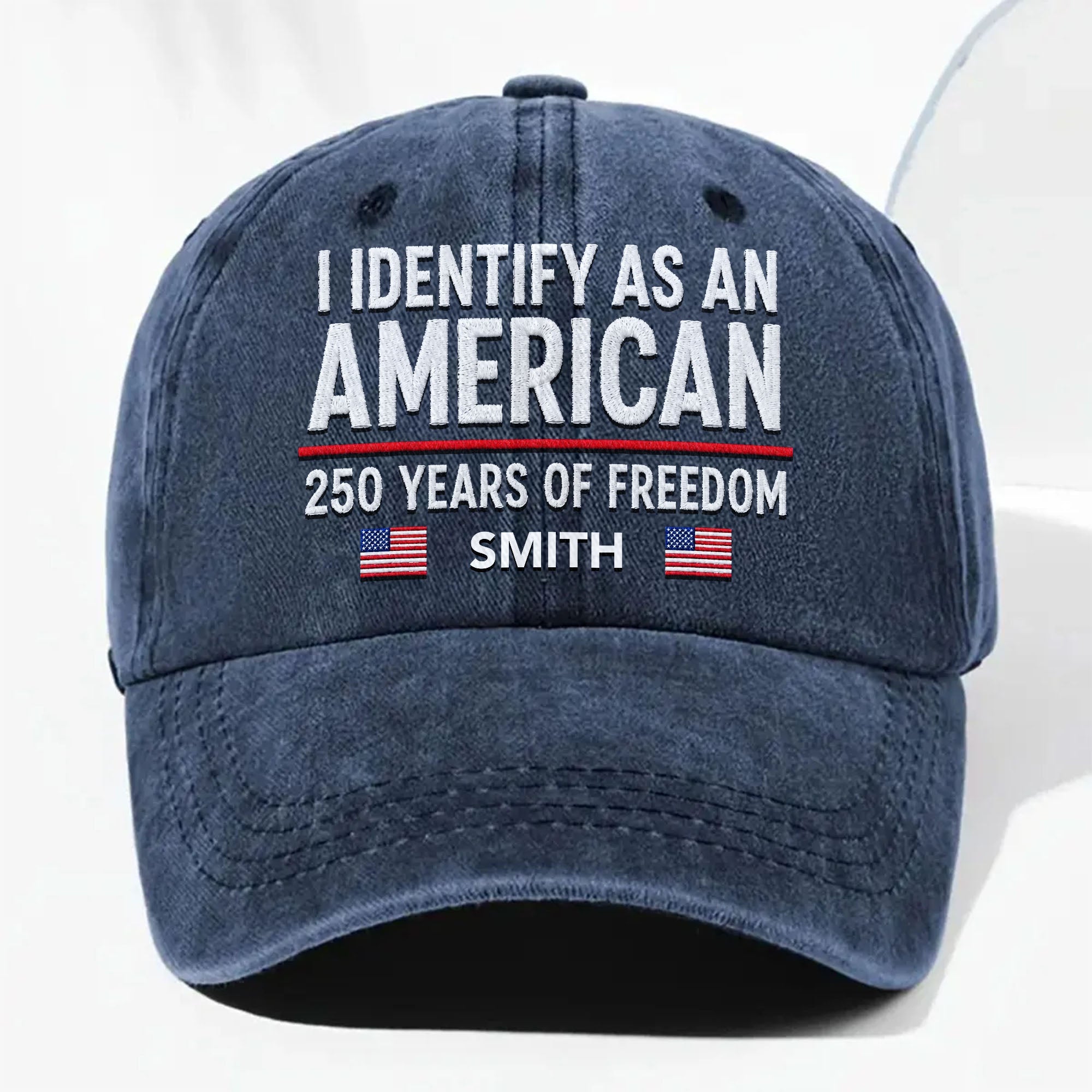 Personalized Washed Denim Cap American Flag Gift for Dad Washed Denim Cap GradoCreations