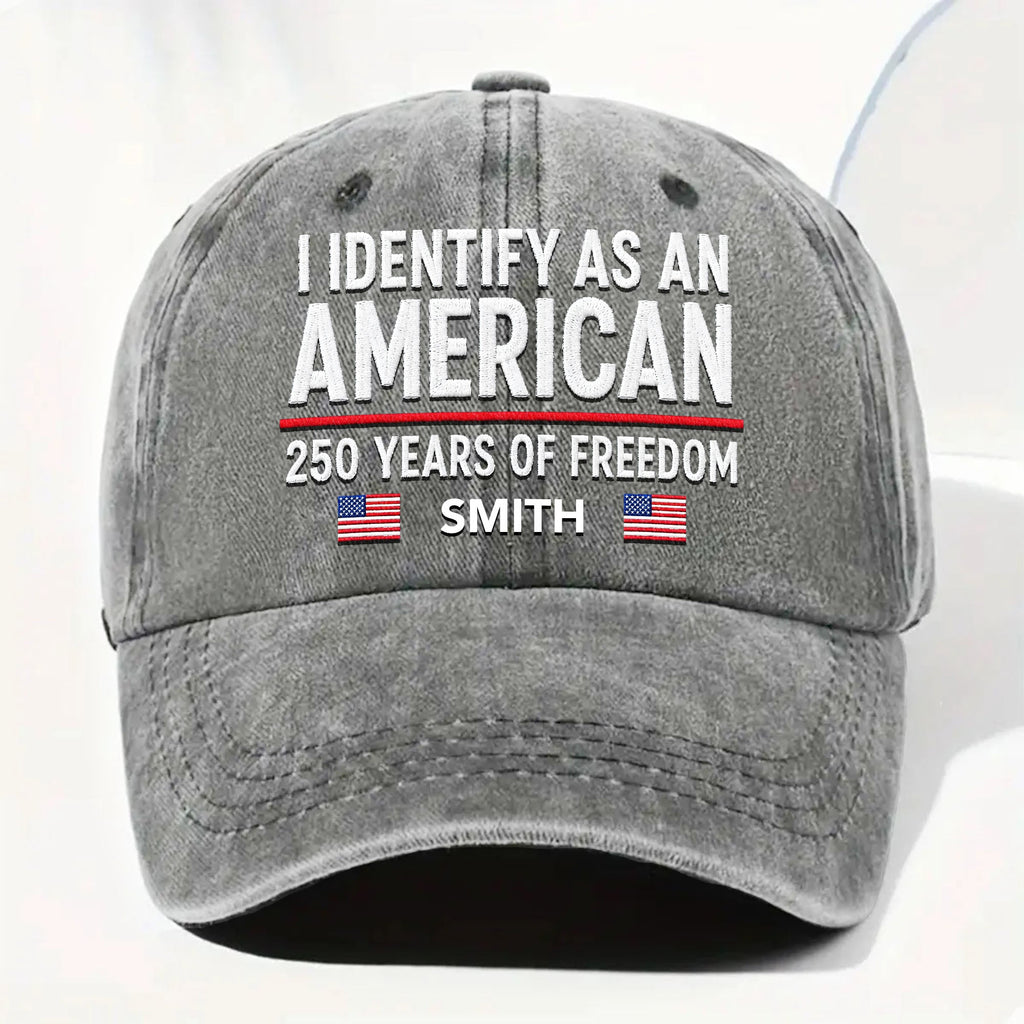 Personalized Washed Denim Cap American Flag Gift for Dad Washed Denim Cap GradoCreations
