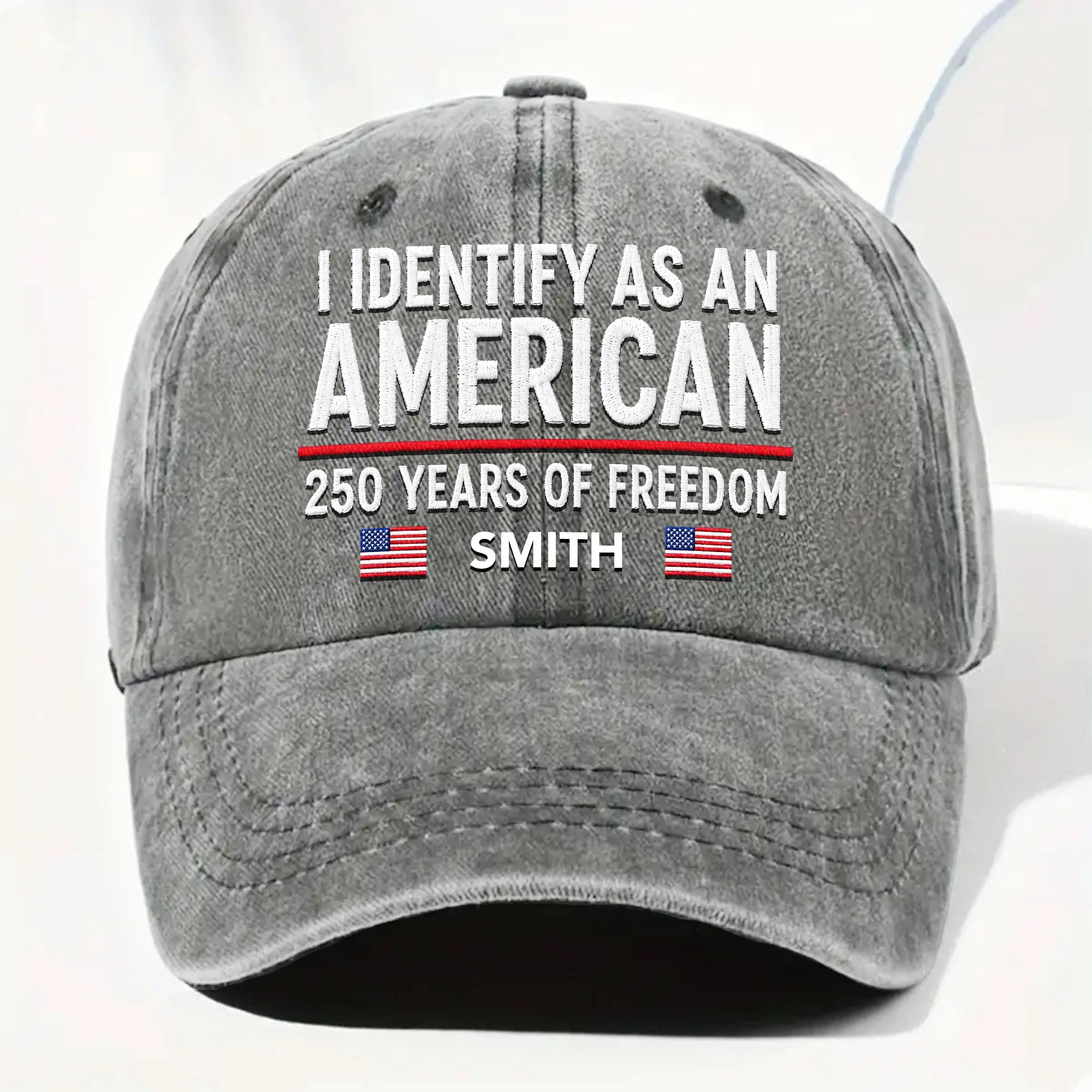 Personalized Washed Denim Cap American Flag Gift for Dad Washed Denim Cap GradoCreations