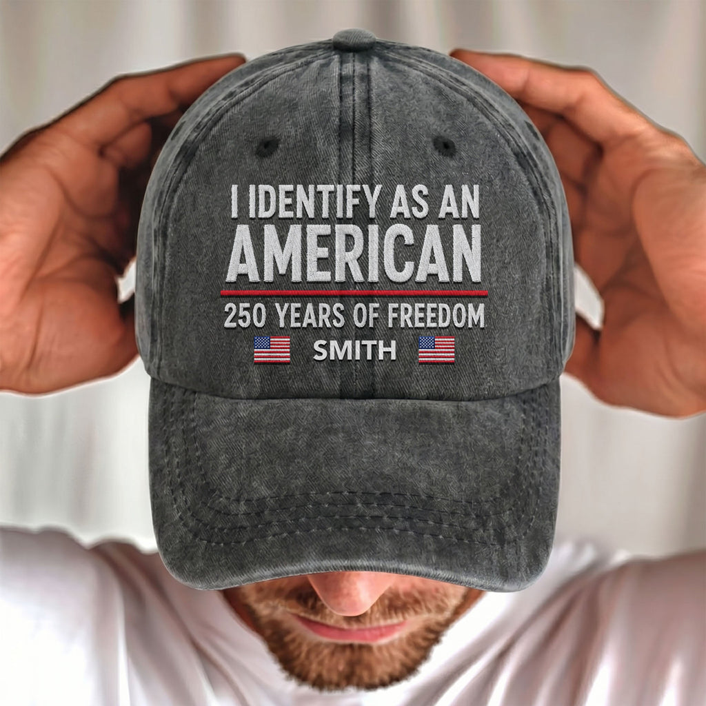 Personalized Washed Denim Cap American Flag Gift for Dad Washed Denim Cap GradoCreations