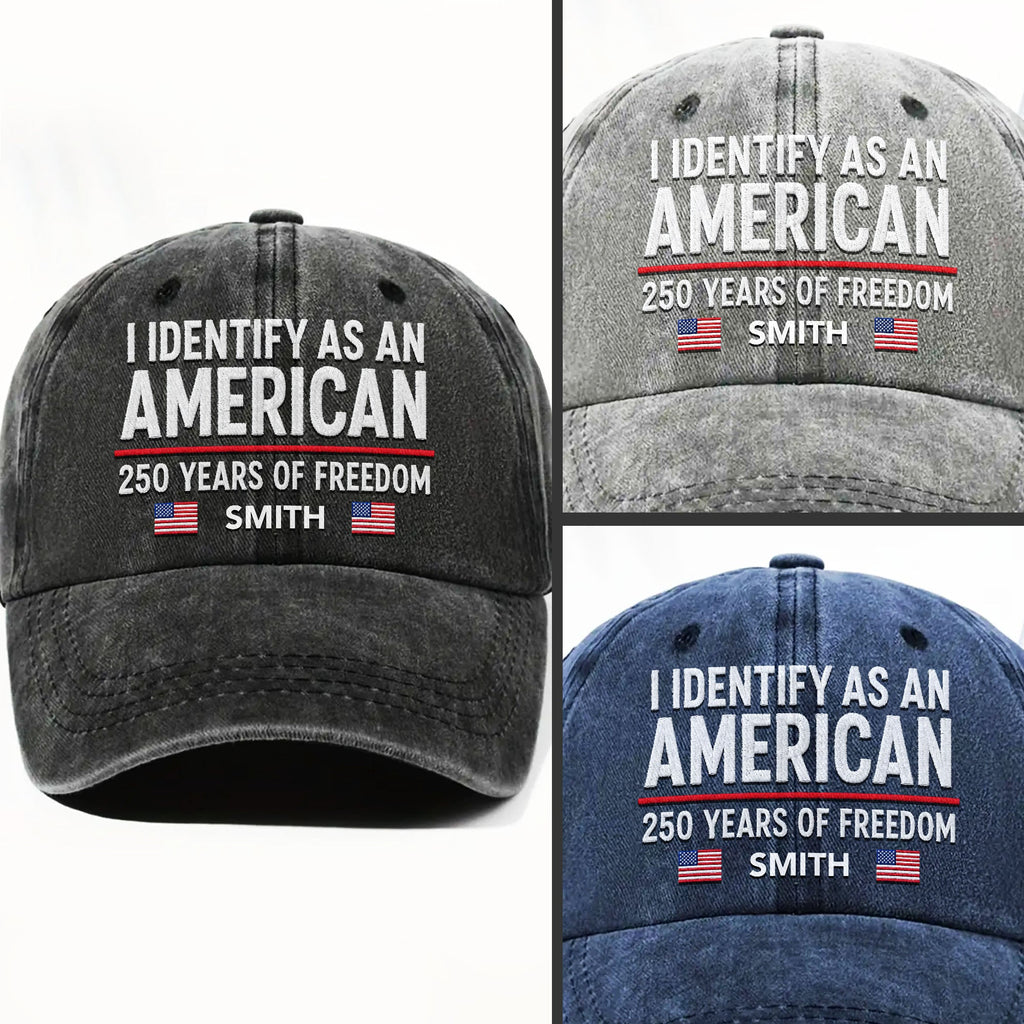 Personalized Washed Denim Cap American Flag Gift for Dad Washed Denim Cap GradoCreations