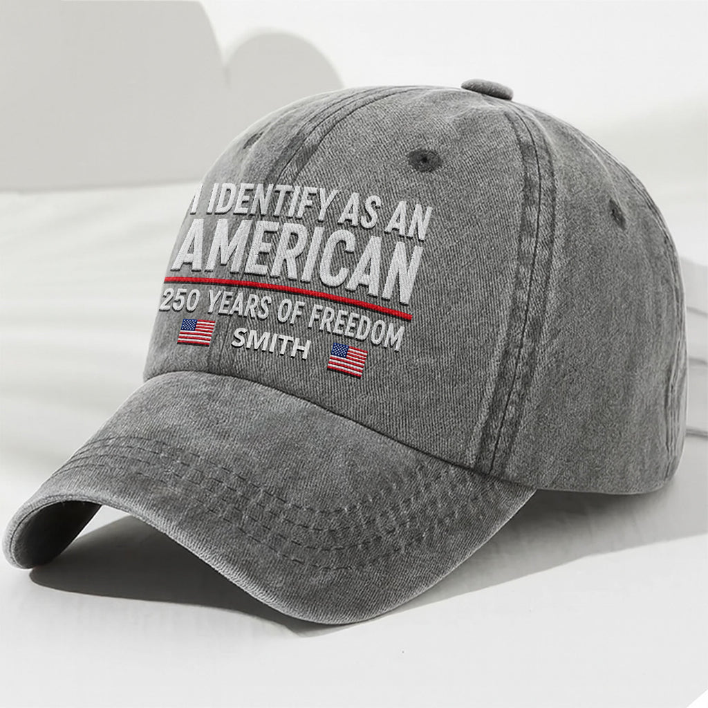 Personalized Washed Denim Cap American Flag Gift for Dad Washed Denim Cap GradoCreations