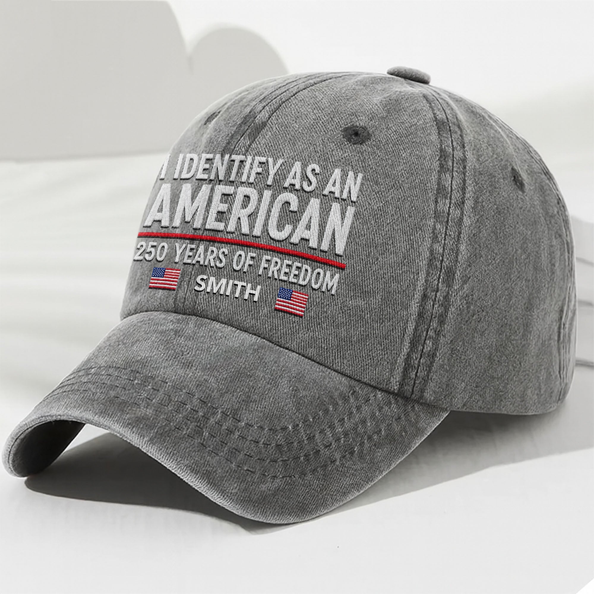 Personalized Washed Denim Cap American Flag Gift for Dad Washed Denim Cap GradoCreations